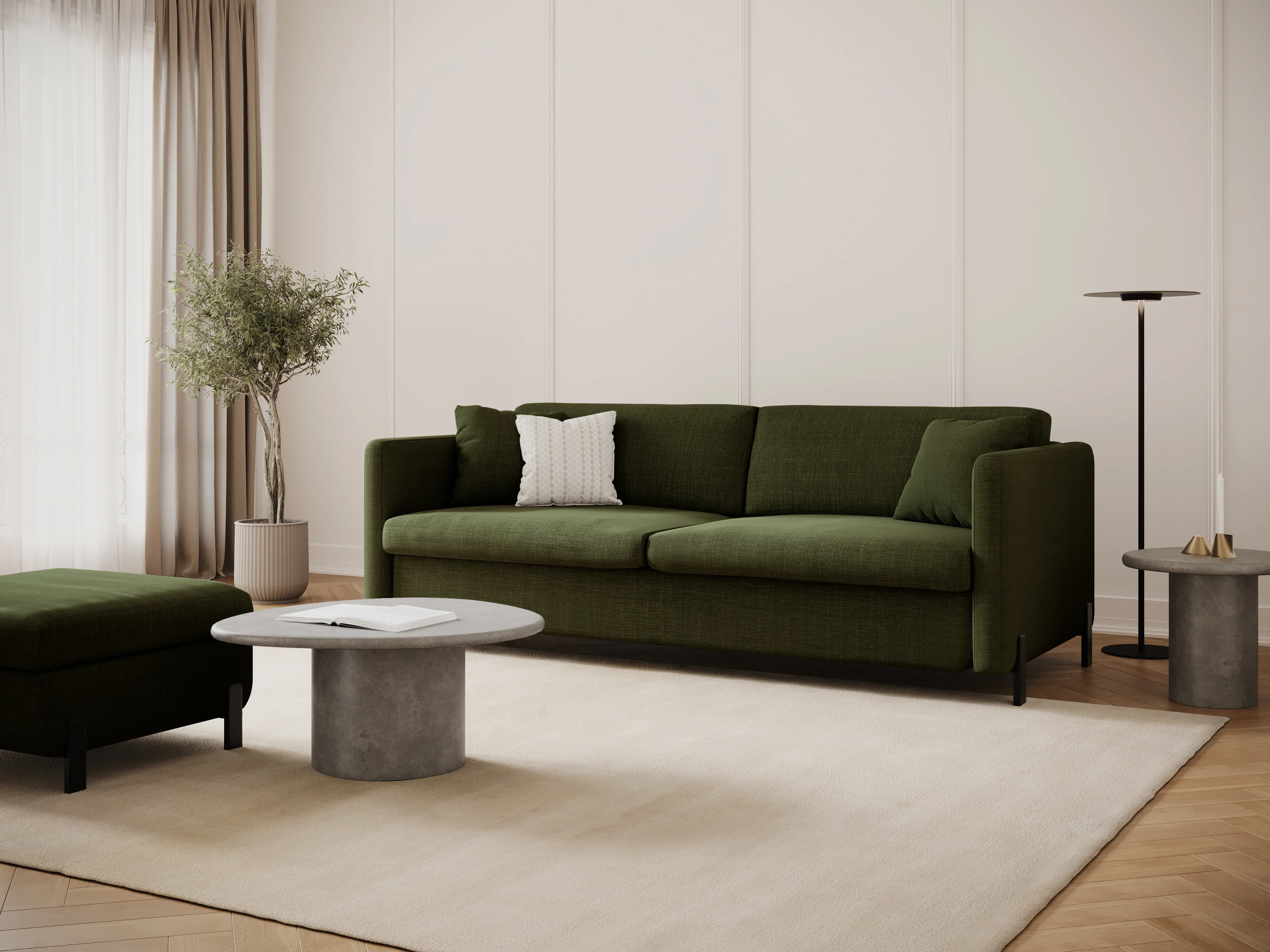 Sofa 3-osobowa z funkcją spania GLORIA zielony szenil - Image 2