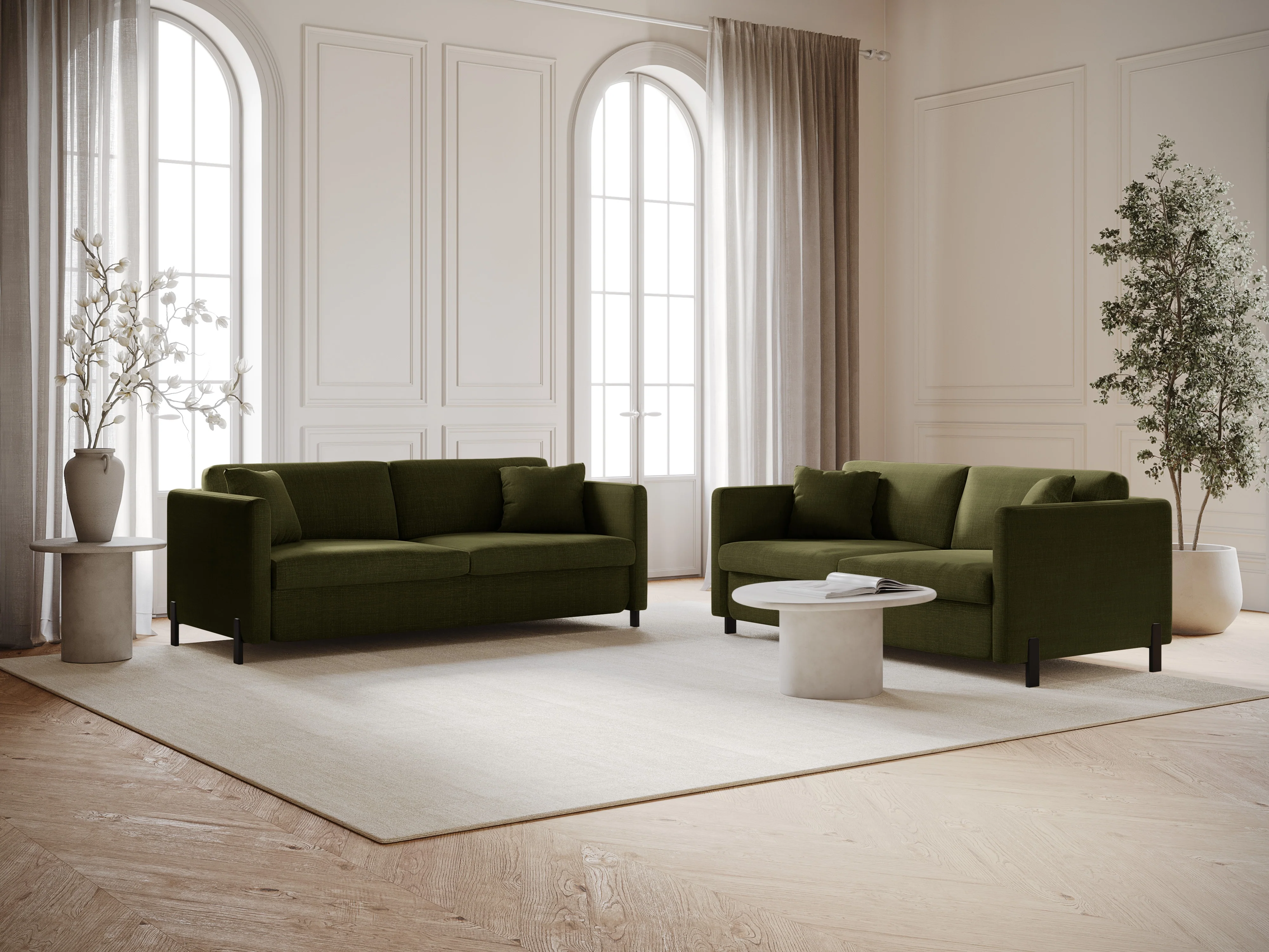 Sofa 3-osobowa z funkcją spania GLORIA zielony szenil - Image 5