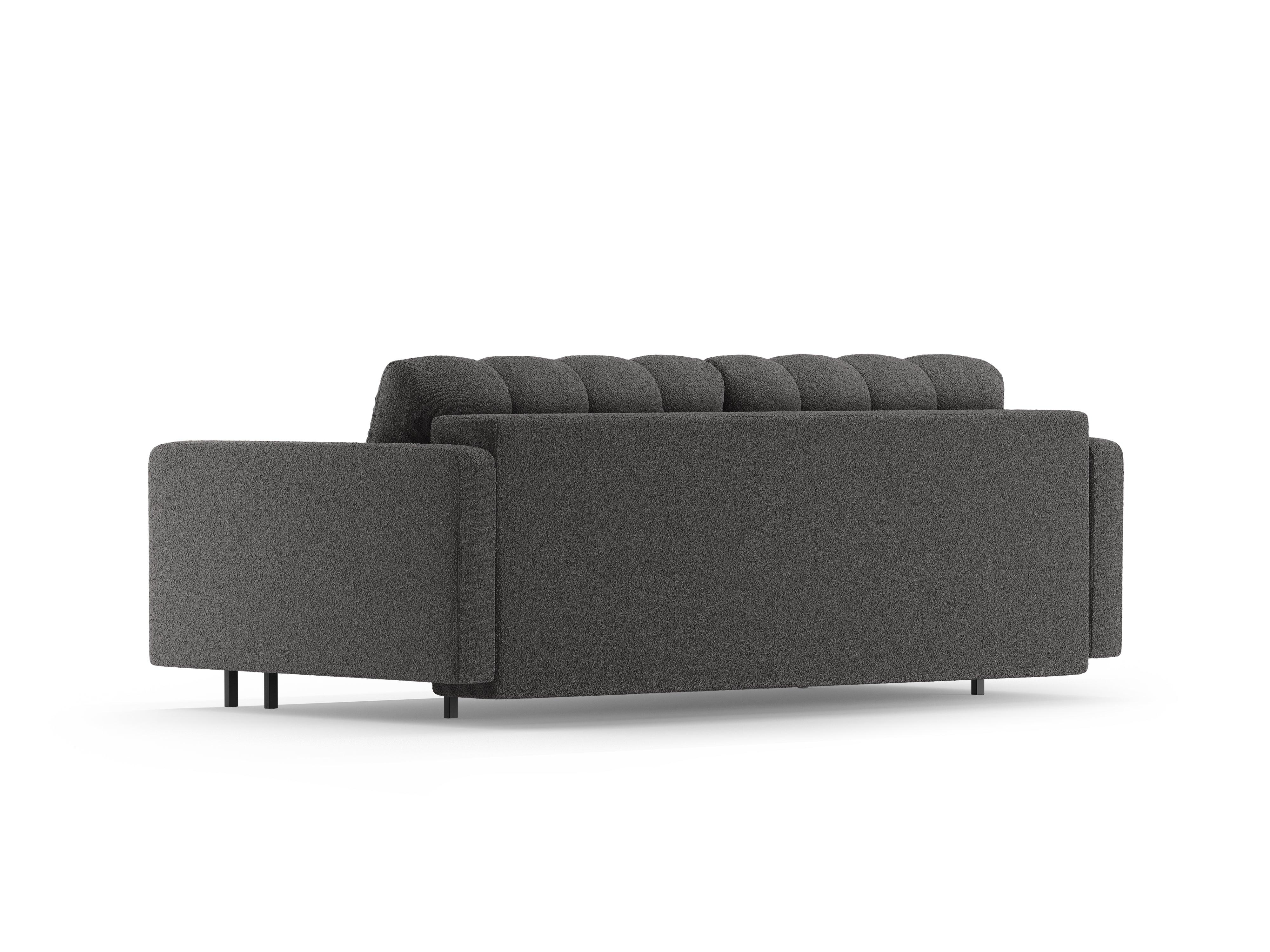 Sofa 3-osobowa z funkcją spania BALI ciemnoszary bouclé z czarną podstawą - Image 4