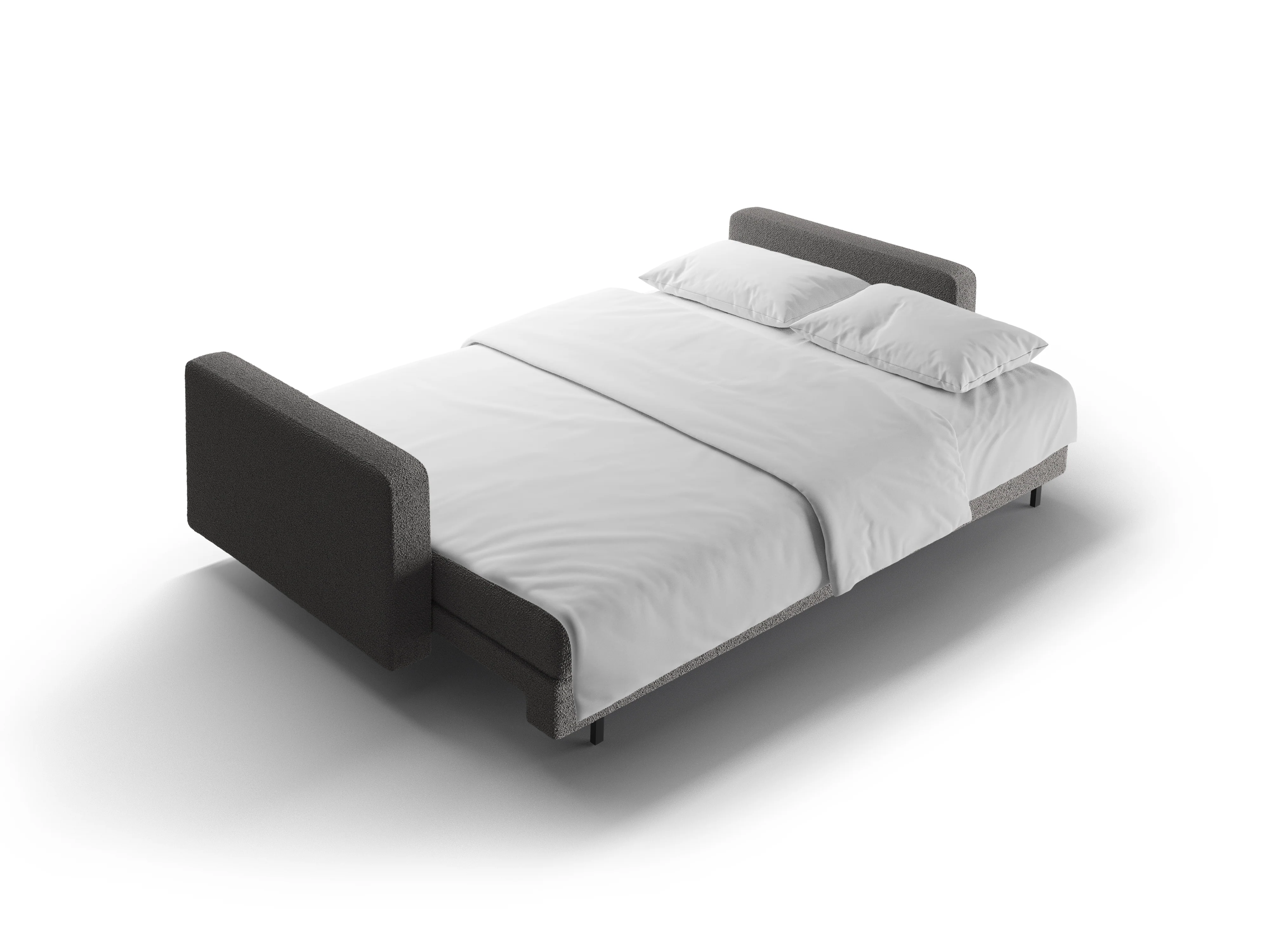 Sofa 3-osobowa z funkcją spania BALI ciemnoszary bouclé z czarną podstawą - Image 7