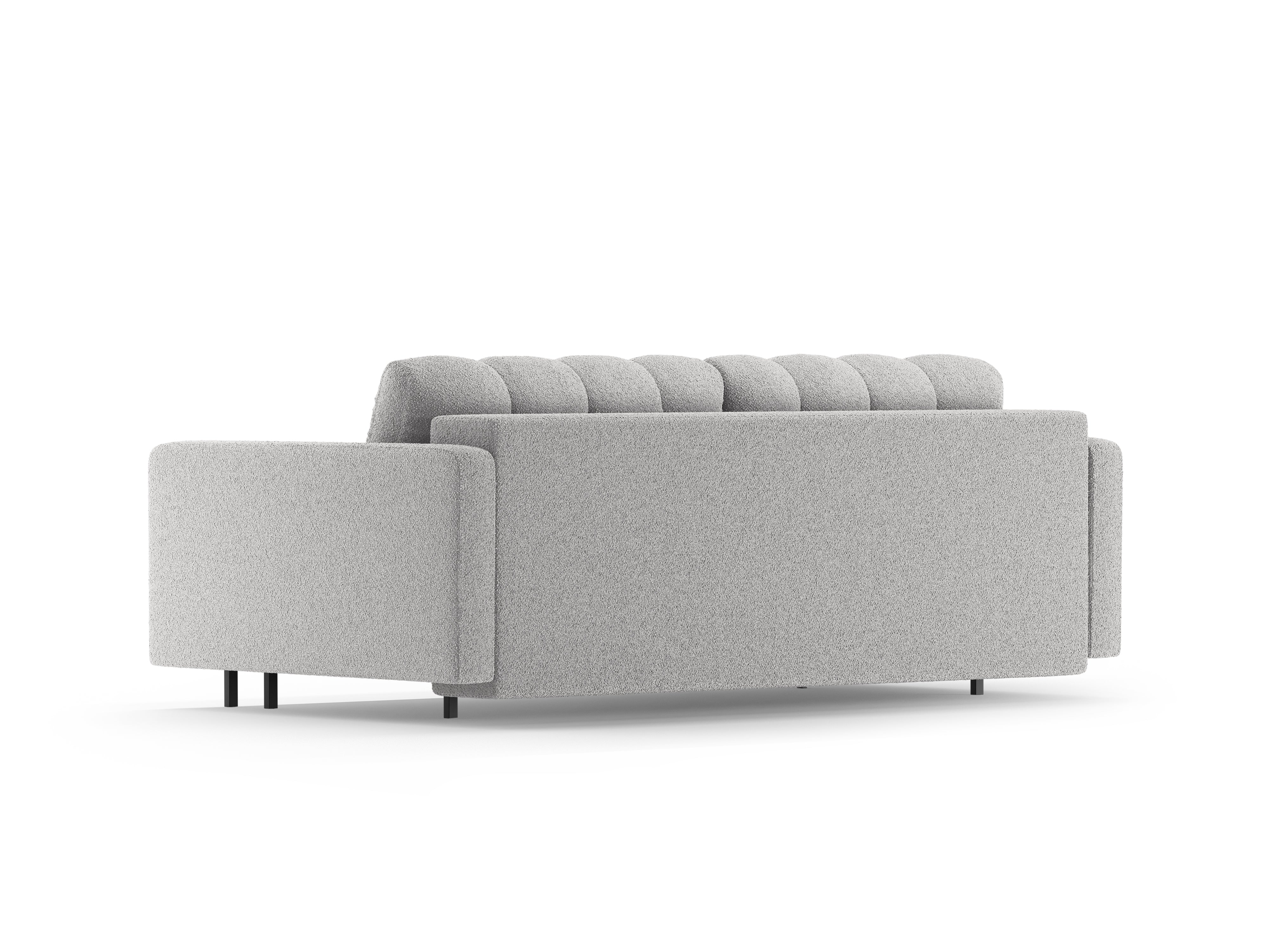 Sofa 3-osobowa z funkcją spania BALI jasnoszary bouclé z czarną podstawą - Image 4