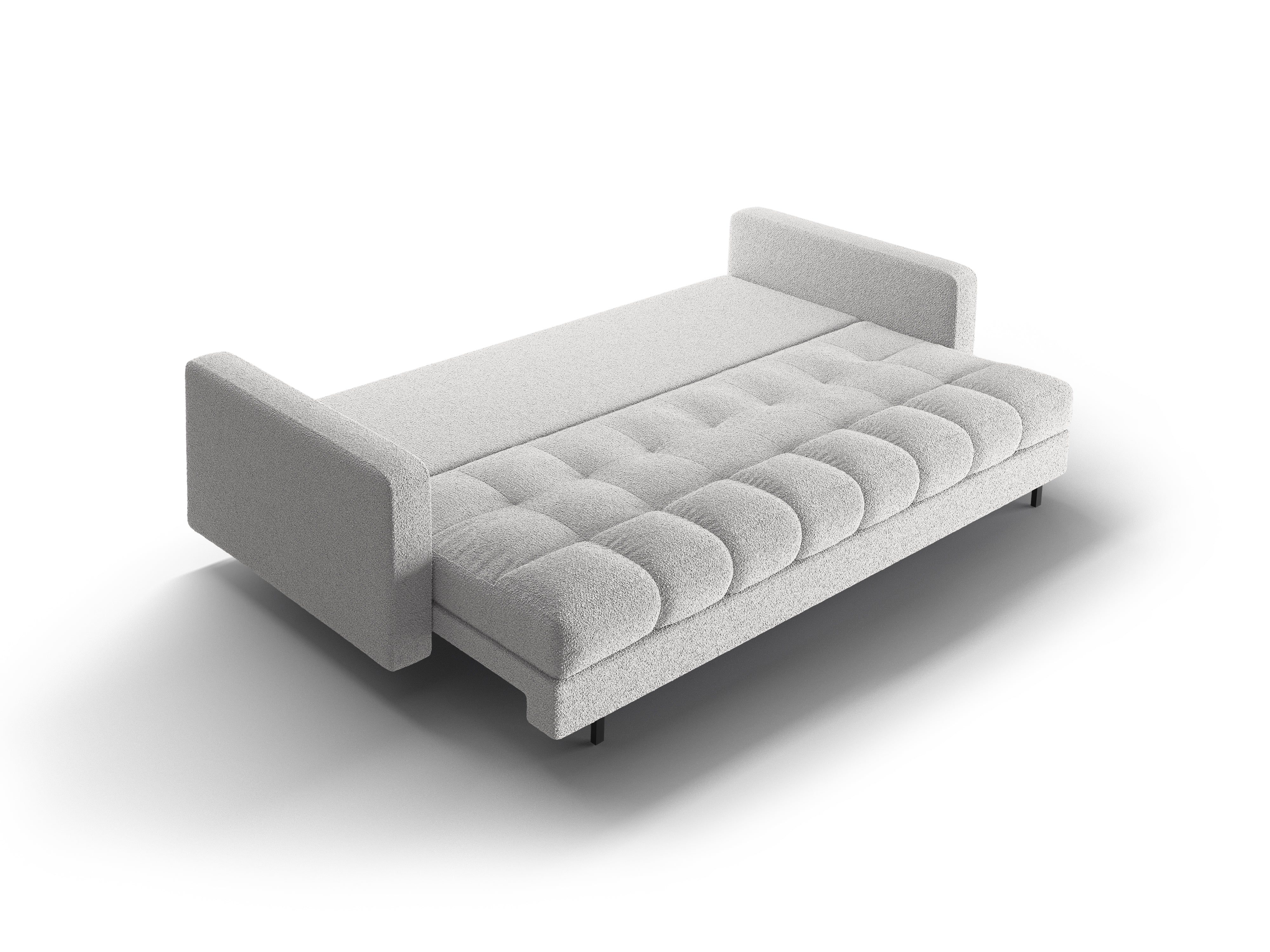 Sofa 3-osobowa z funkcją spania BALI jasnoszary bouclé z czarną podstawą - Image 6