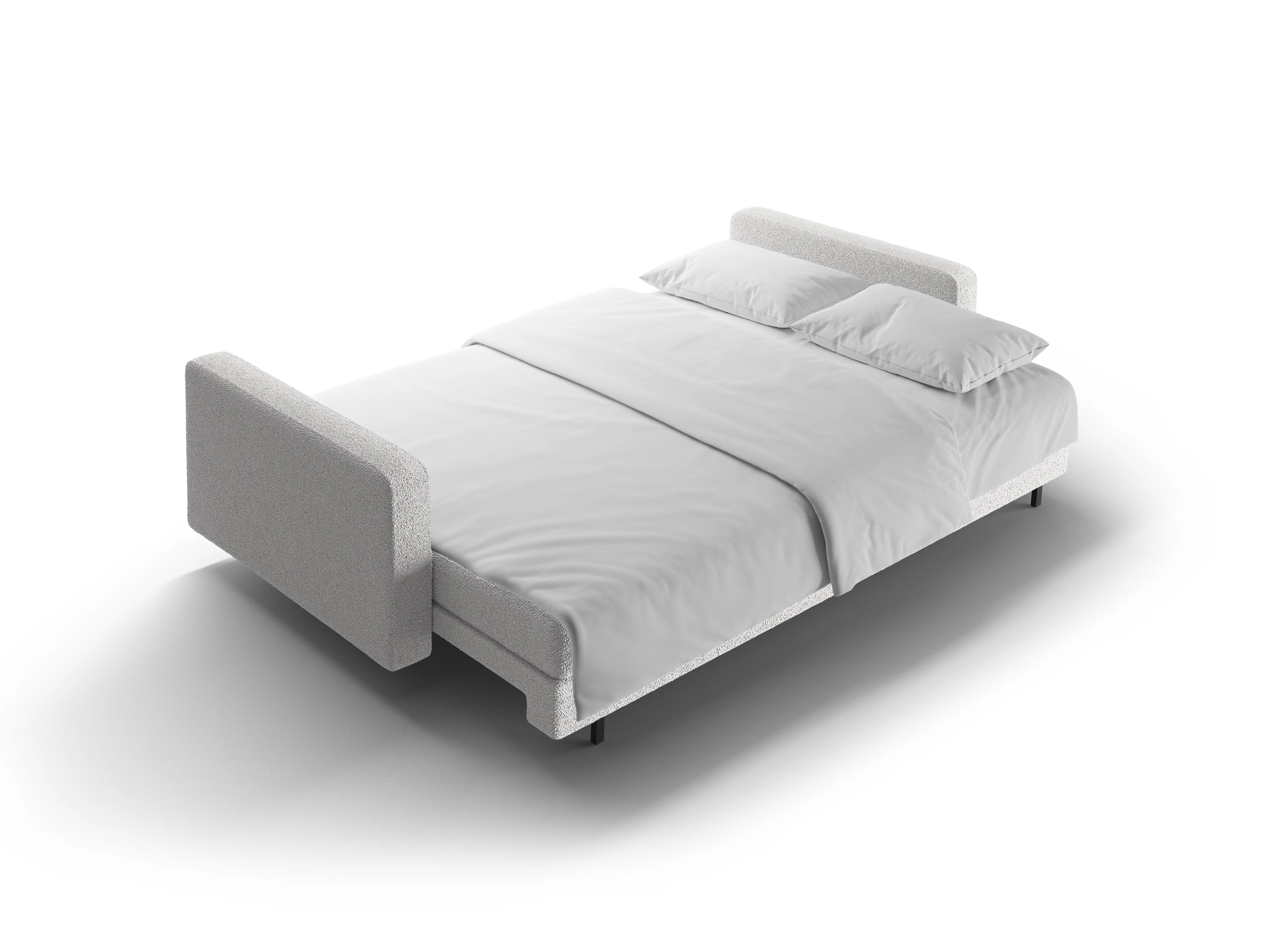 Sofa 3-osobowa z funkcją spania BALI jasnoszary bouclé z czarną podstawą - Image 7