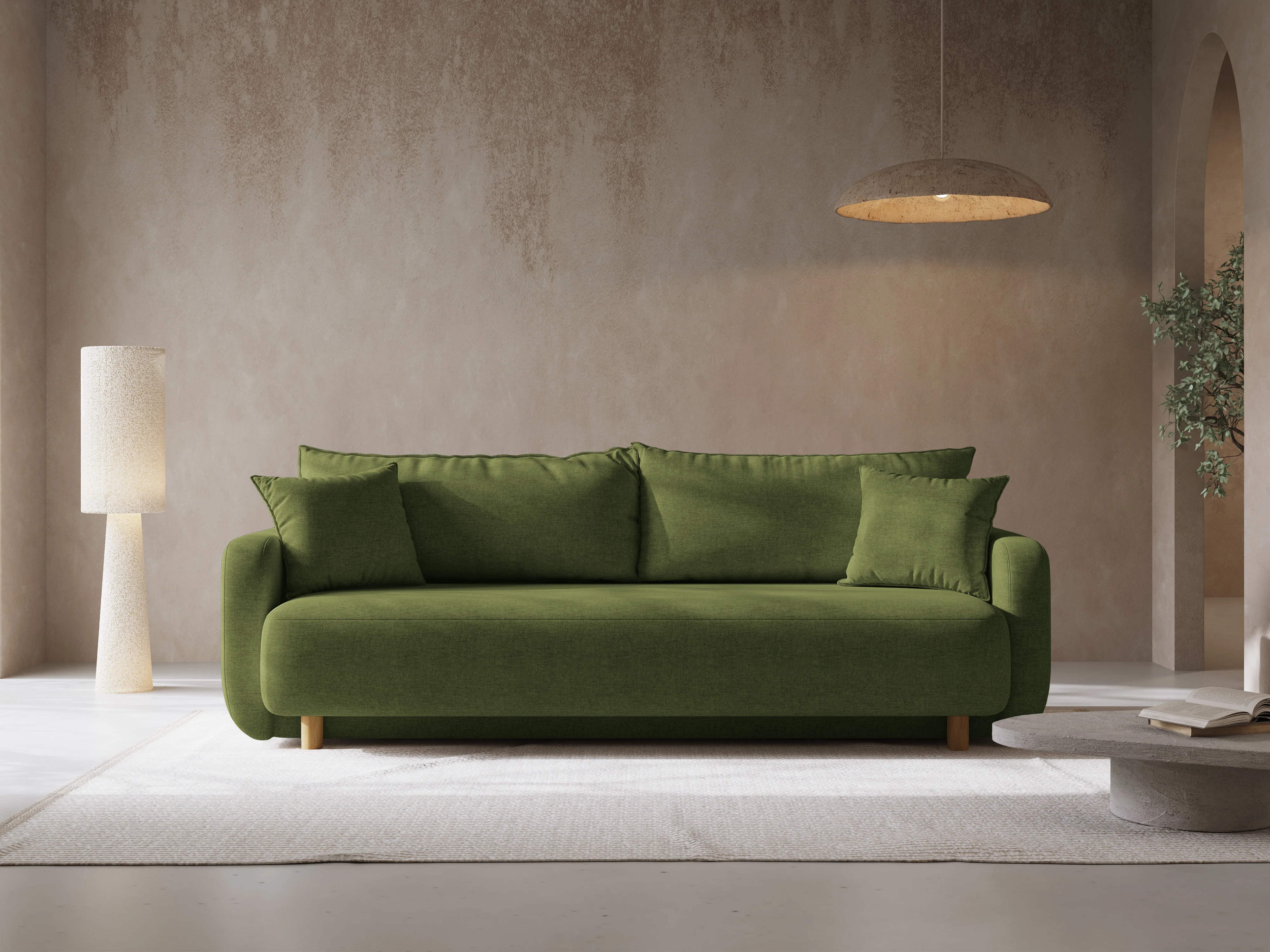 Sofa 3-osobowa z funkcją spania ELEN zielony szenil - Image 2
