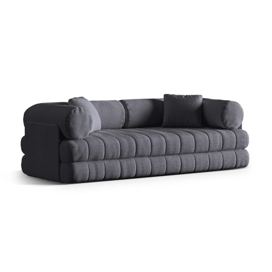 Sofa 3-osobowa z funkcją spania KEMI szary bouclé
