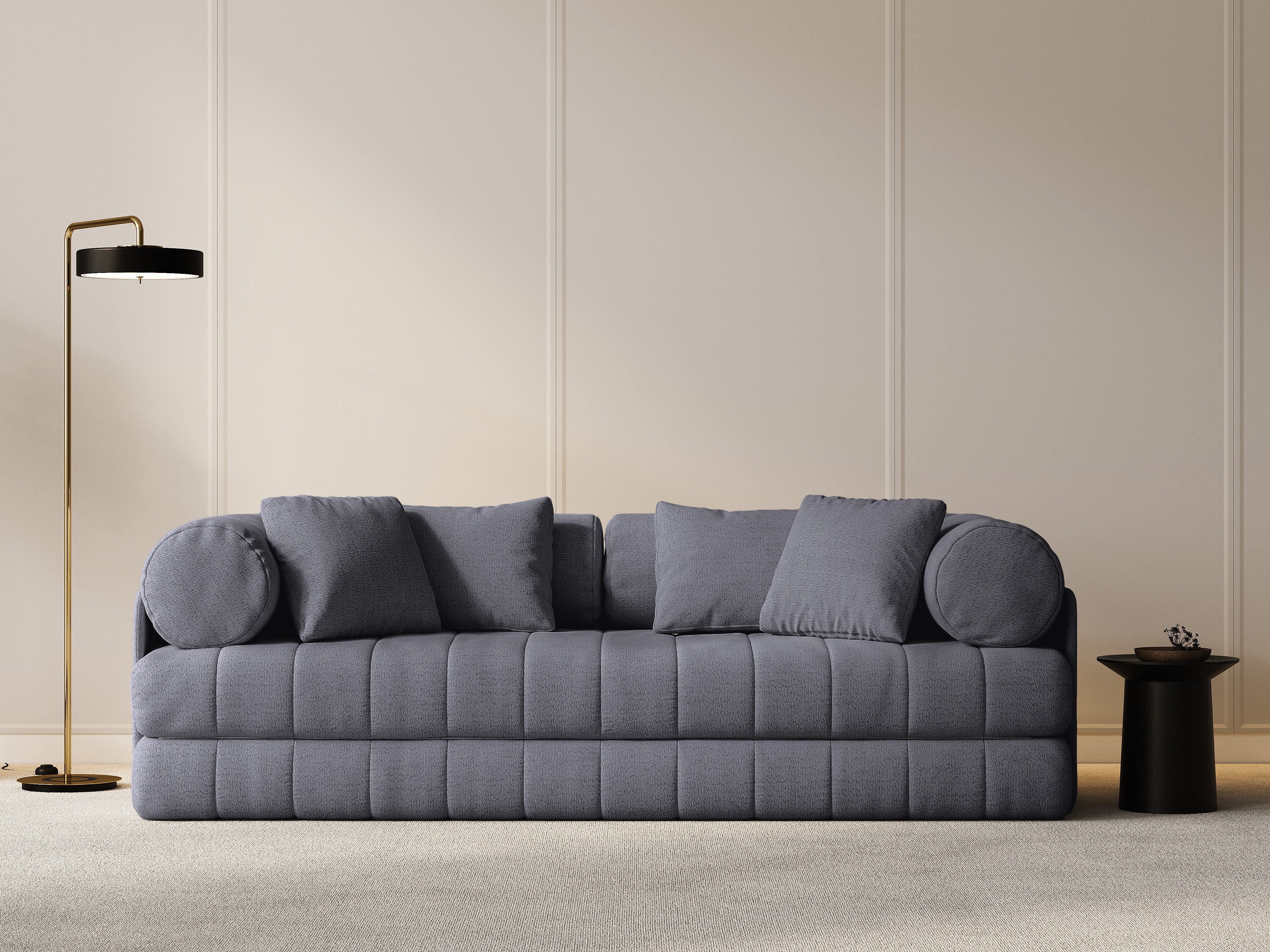 Sofa 3-osobowa z funkcją spania KEMI szary bouclé - Image 2