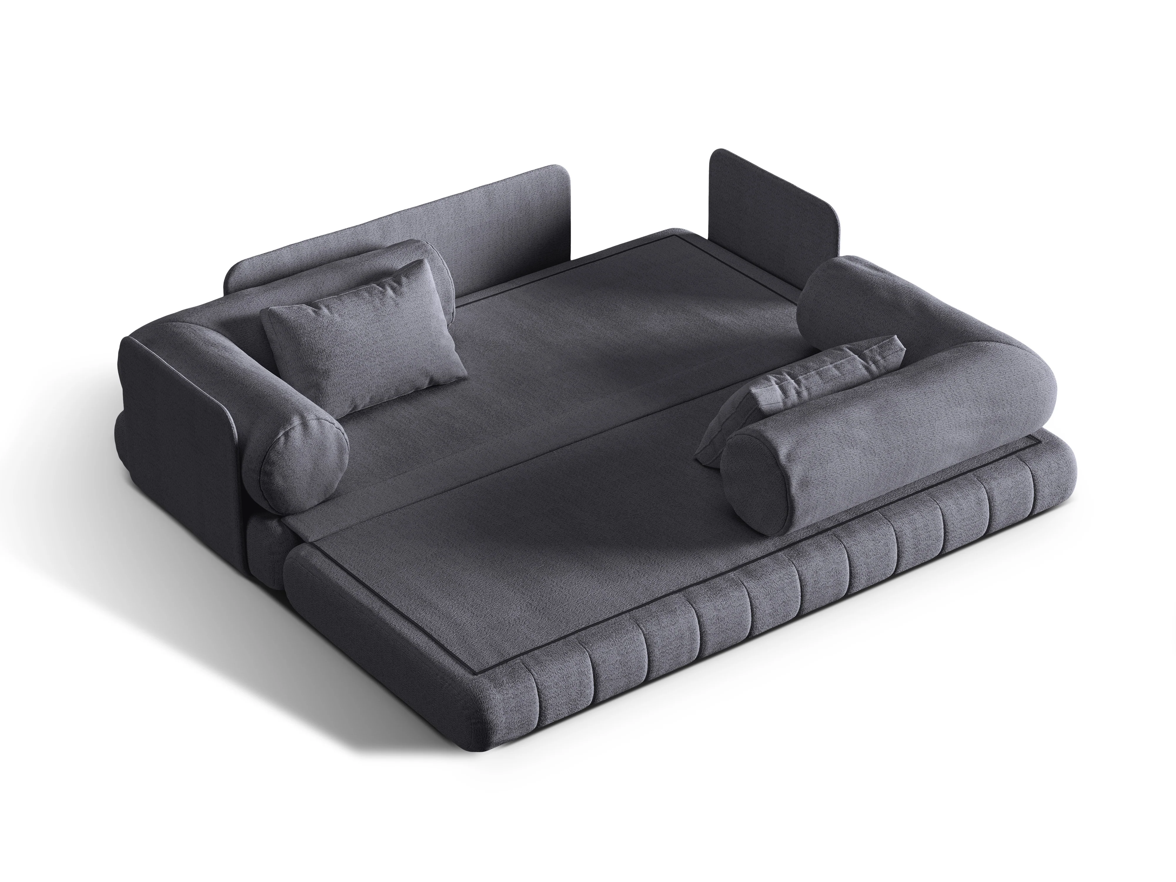 Sofa 3-osobowa z funkcją spania KEMI szary bouclé - Image 4