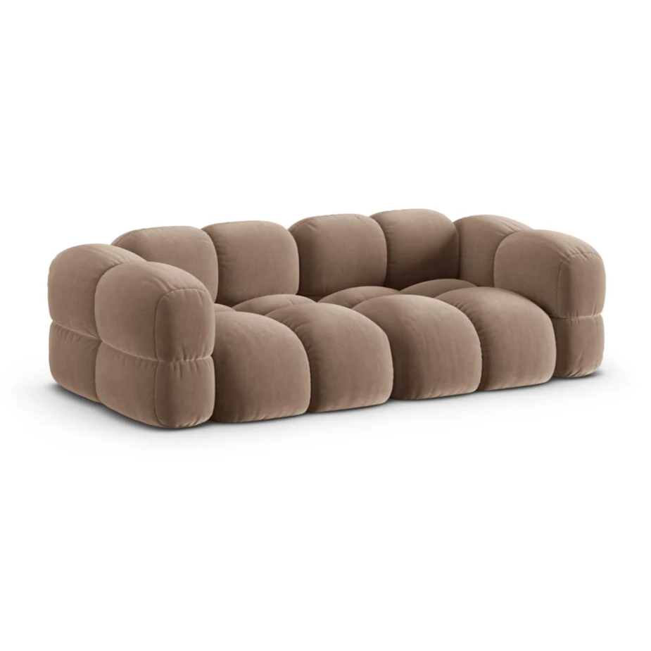 Sofa 4-osobowa aksamitna LORETTO ciemnobeżowy