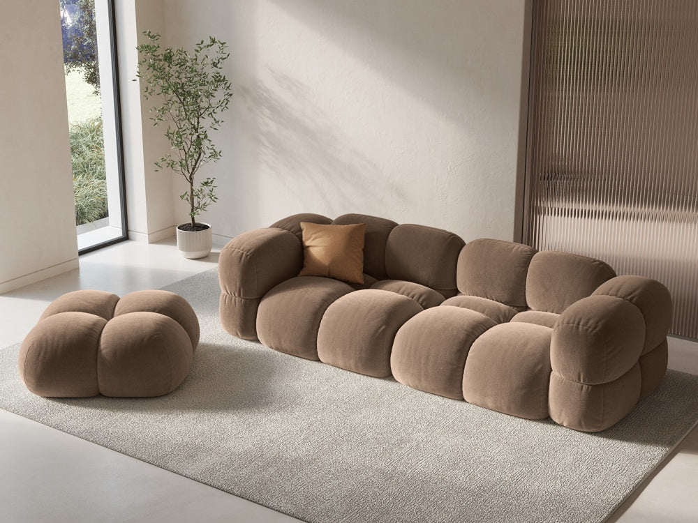 Sofa 4-osobowa aksamitna LORETTO ciemnobeżowy - Image 2