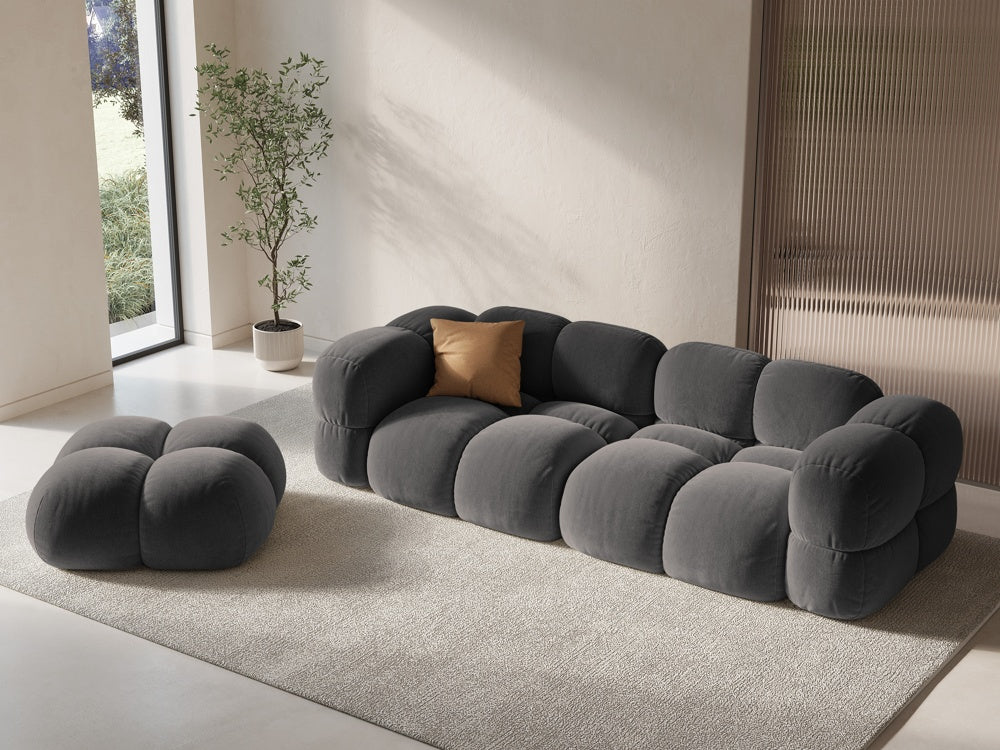 Sofa 4-osobowa aksamitna LORETTO szary - Image 2