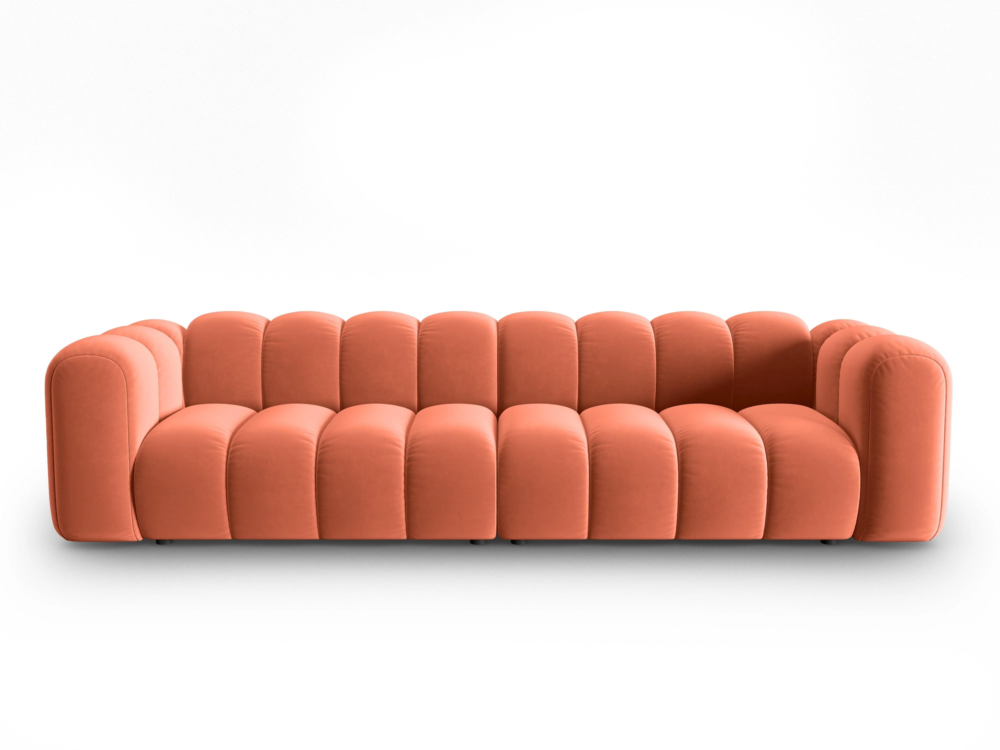 Sofa aksamitna 4-osobowa LUPINE koralowy - Image 3
