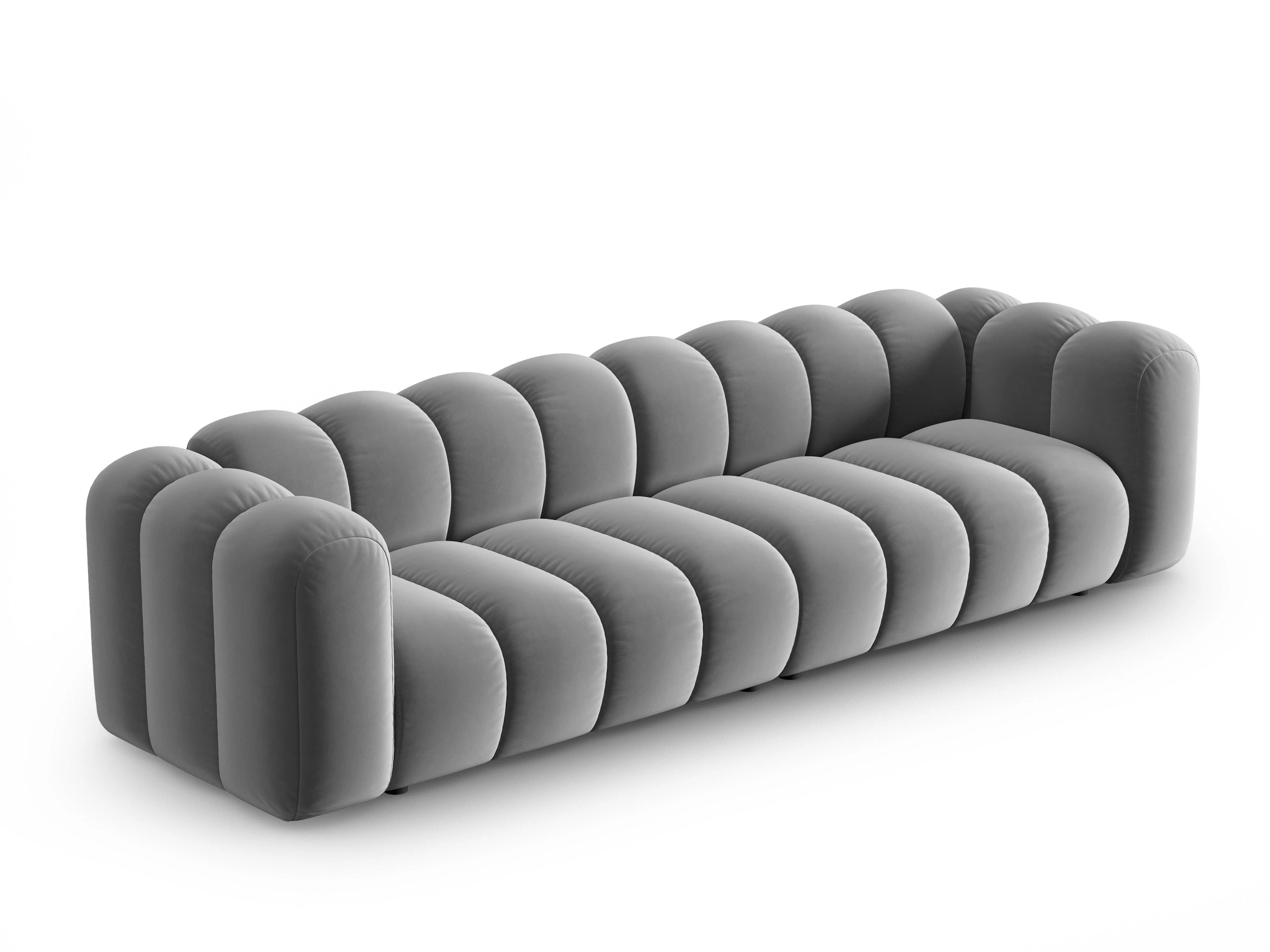 Sofa aksamitna 4-osobowa LUPINE szary