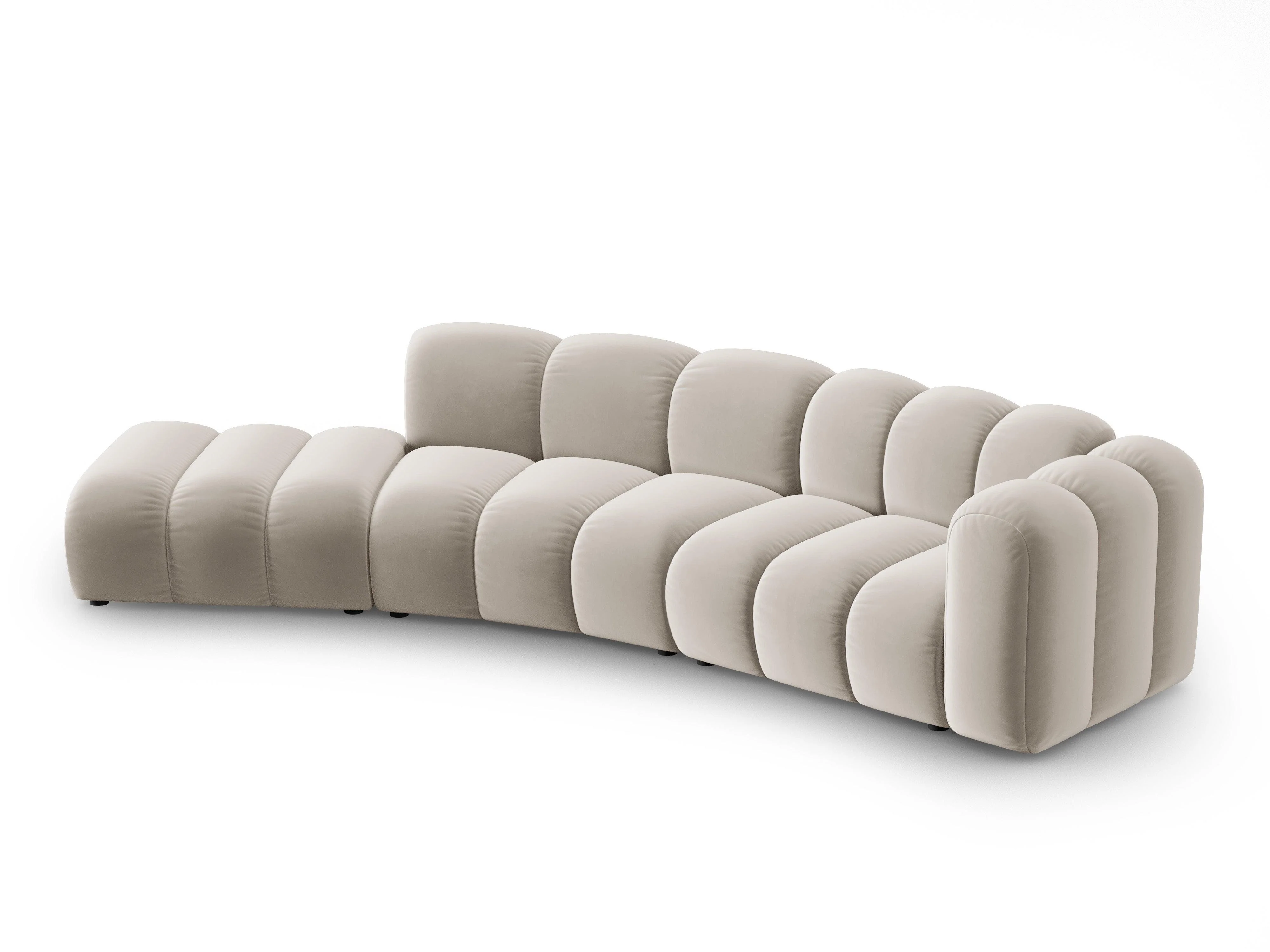 Sofa aksamitna 5-osobowa lewostronna LUPINE beżowy