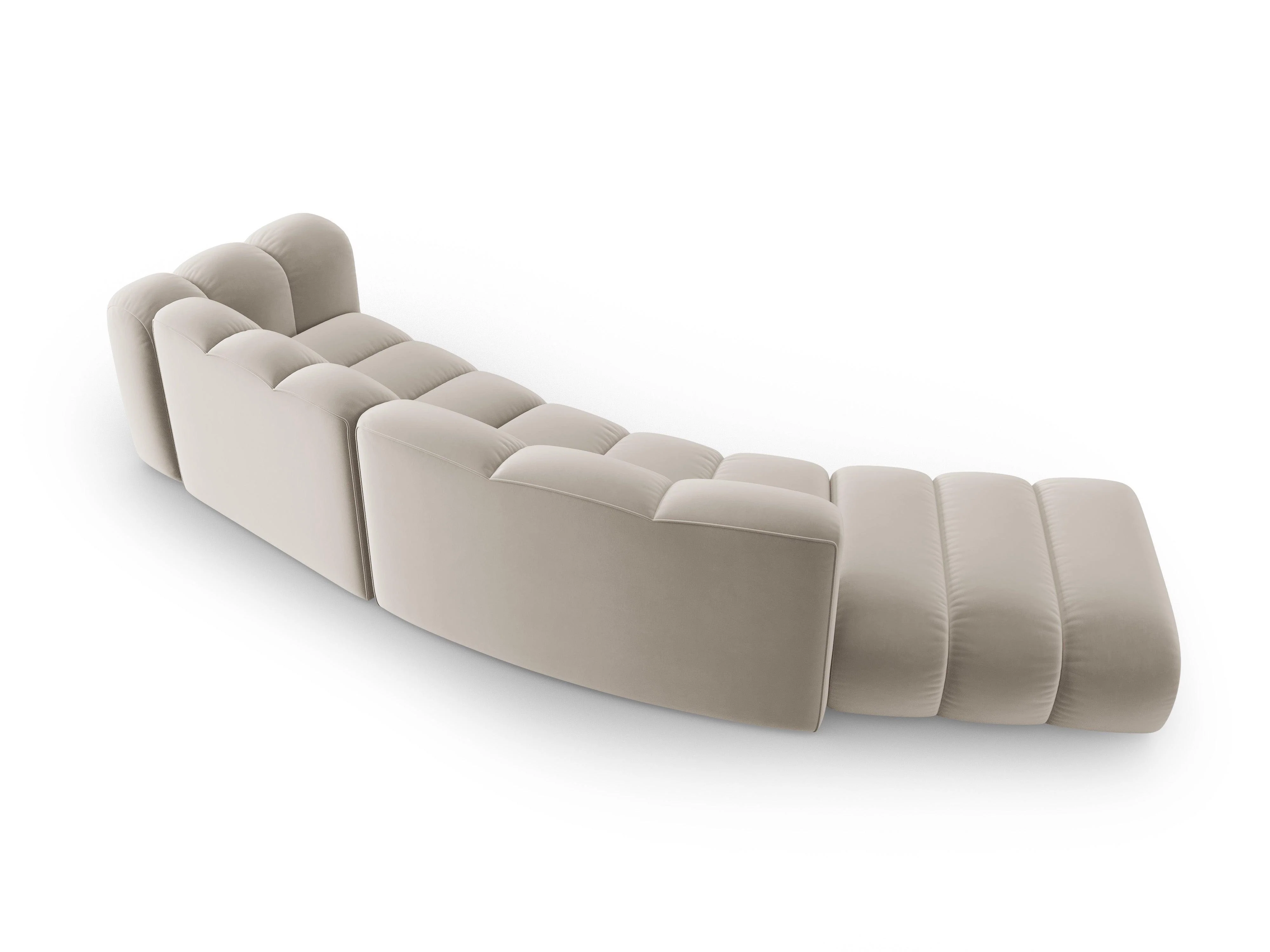 Sofa aksamitna 5-osobowa lewostronna LUPINE beżowy - Image 3