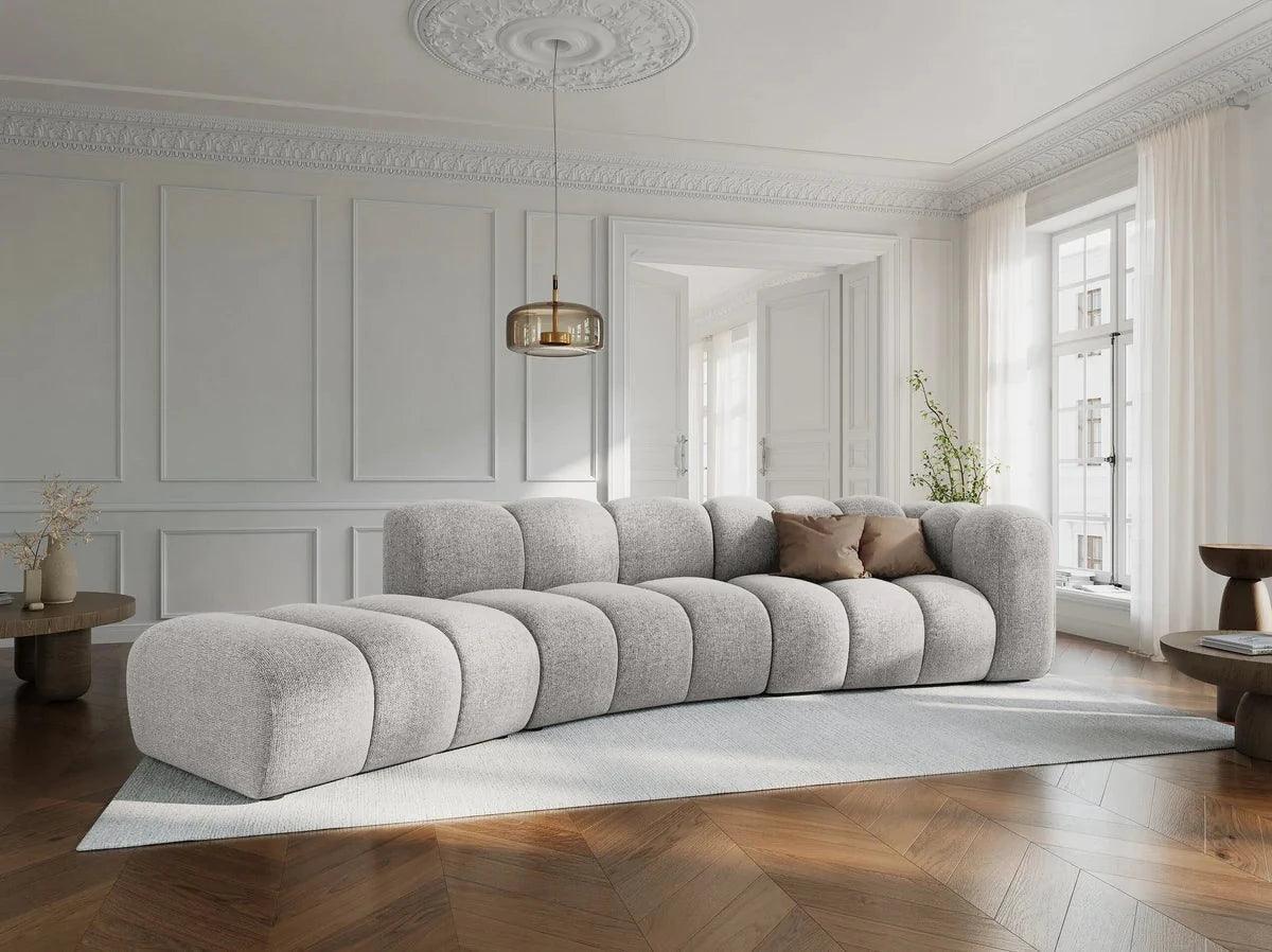 Sofa aksamitna 5-osobowa lewostronna LUPINE beżowy - Image 5