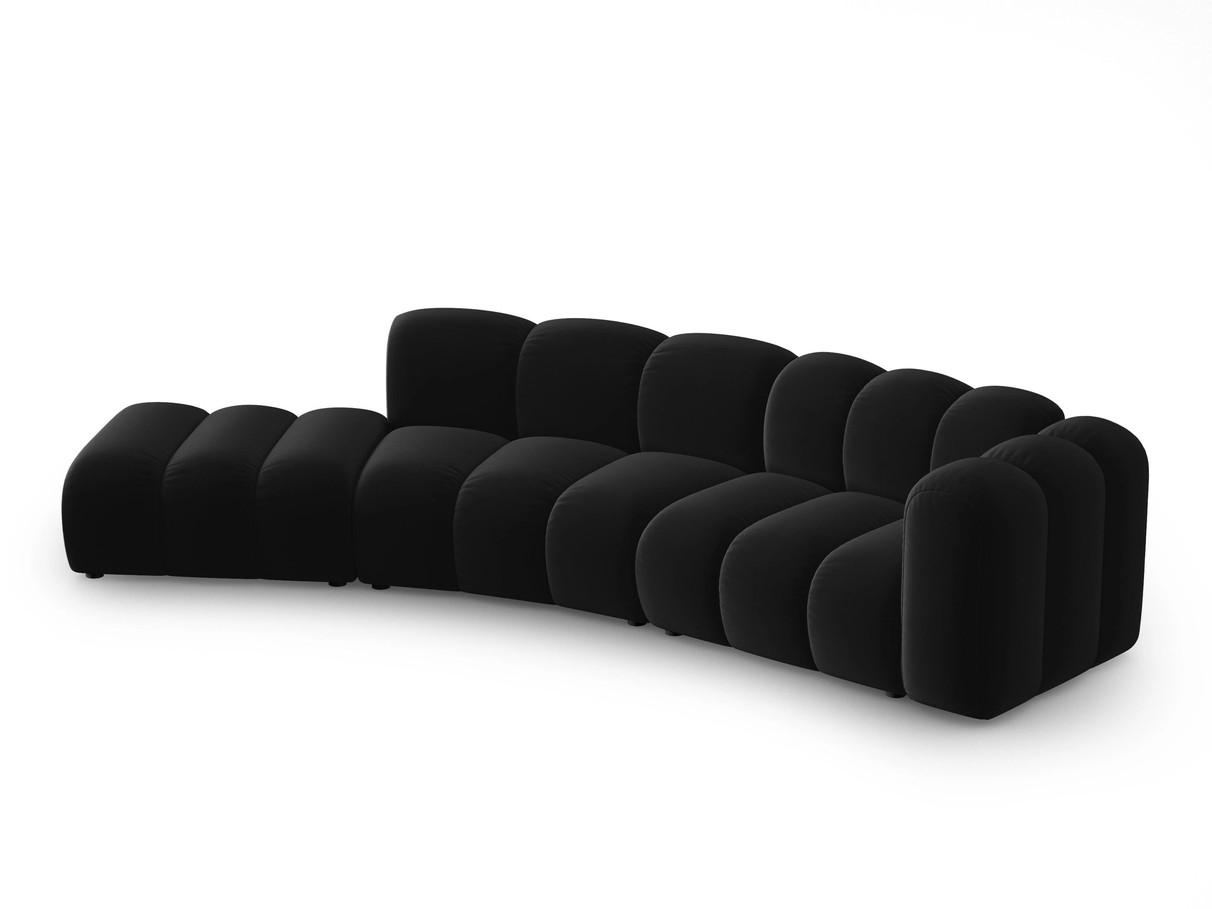 Sofa aksamitna 5-osobowa lewostronna LUPINE czarny
