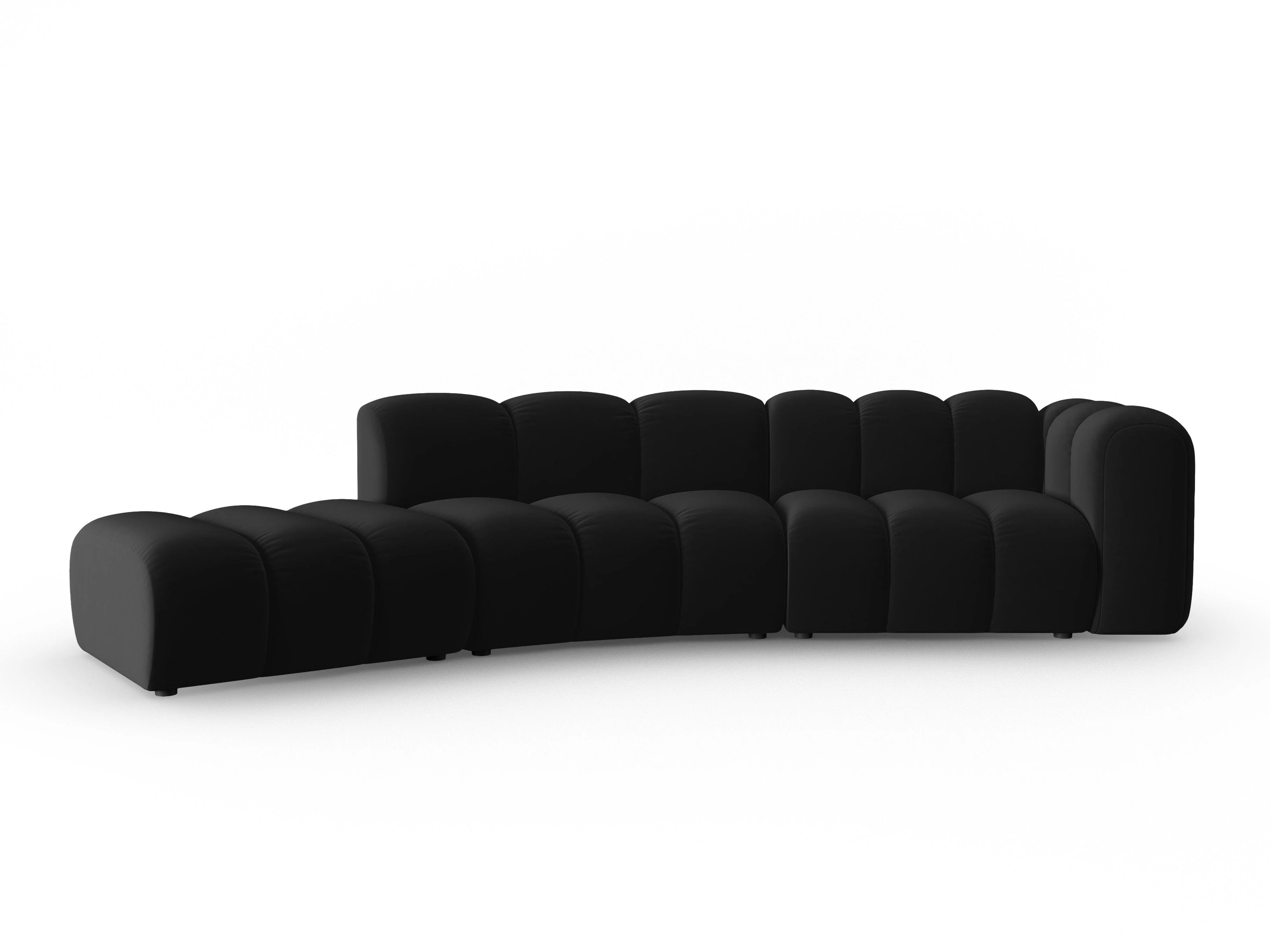 Sofa aksamitna 5-osobowa lewostronna LUPINE czarny - Image 2