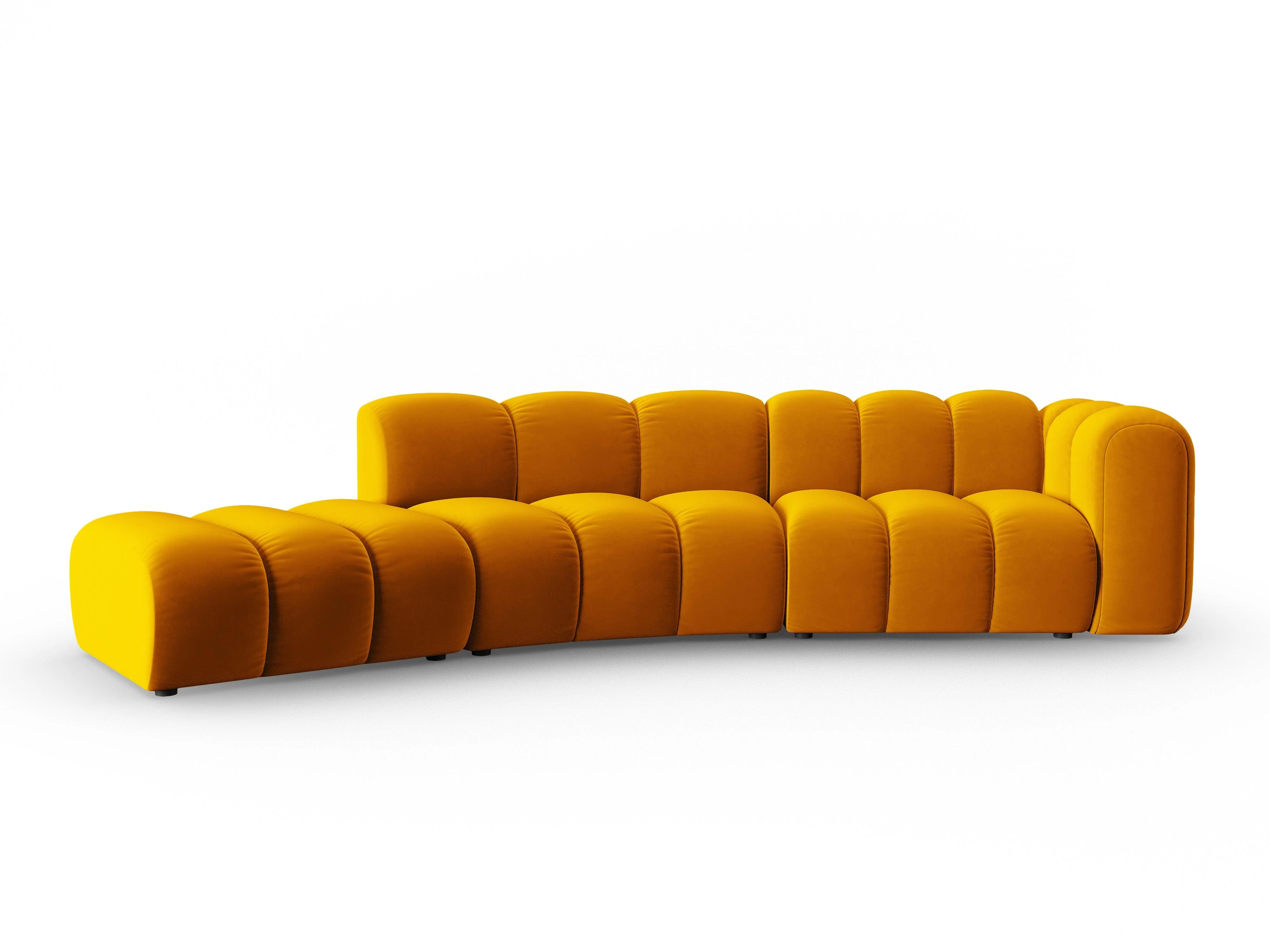 Sofa aksamitna 5-osobowa lewostronna LUPINE musztardowy - Image 2