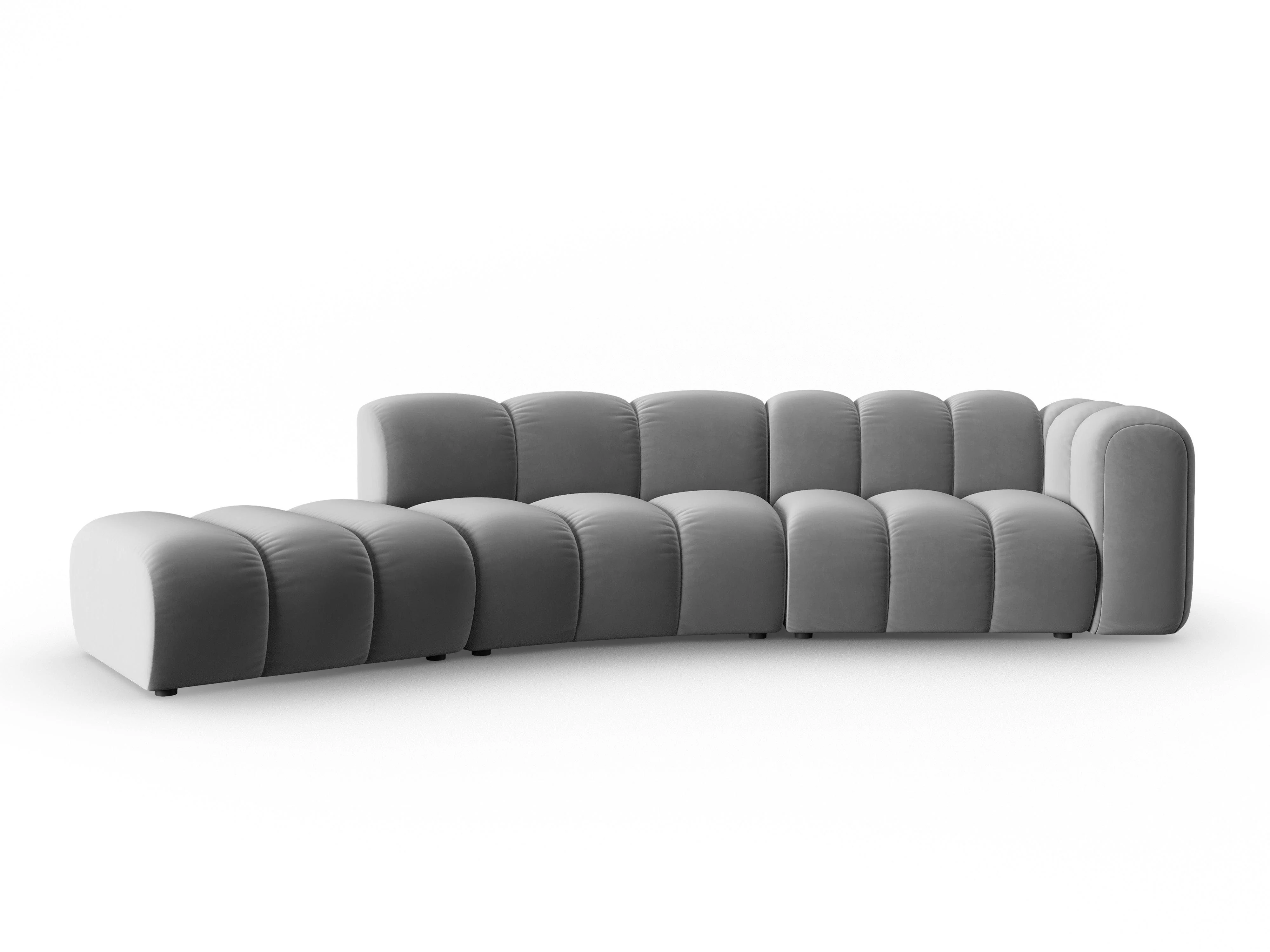 Sofa aksamitna 5-osobowa lewostronna LUPINE szary - Image 2