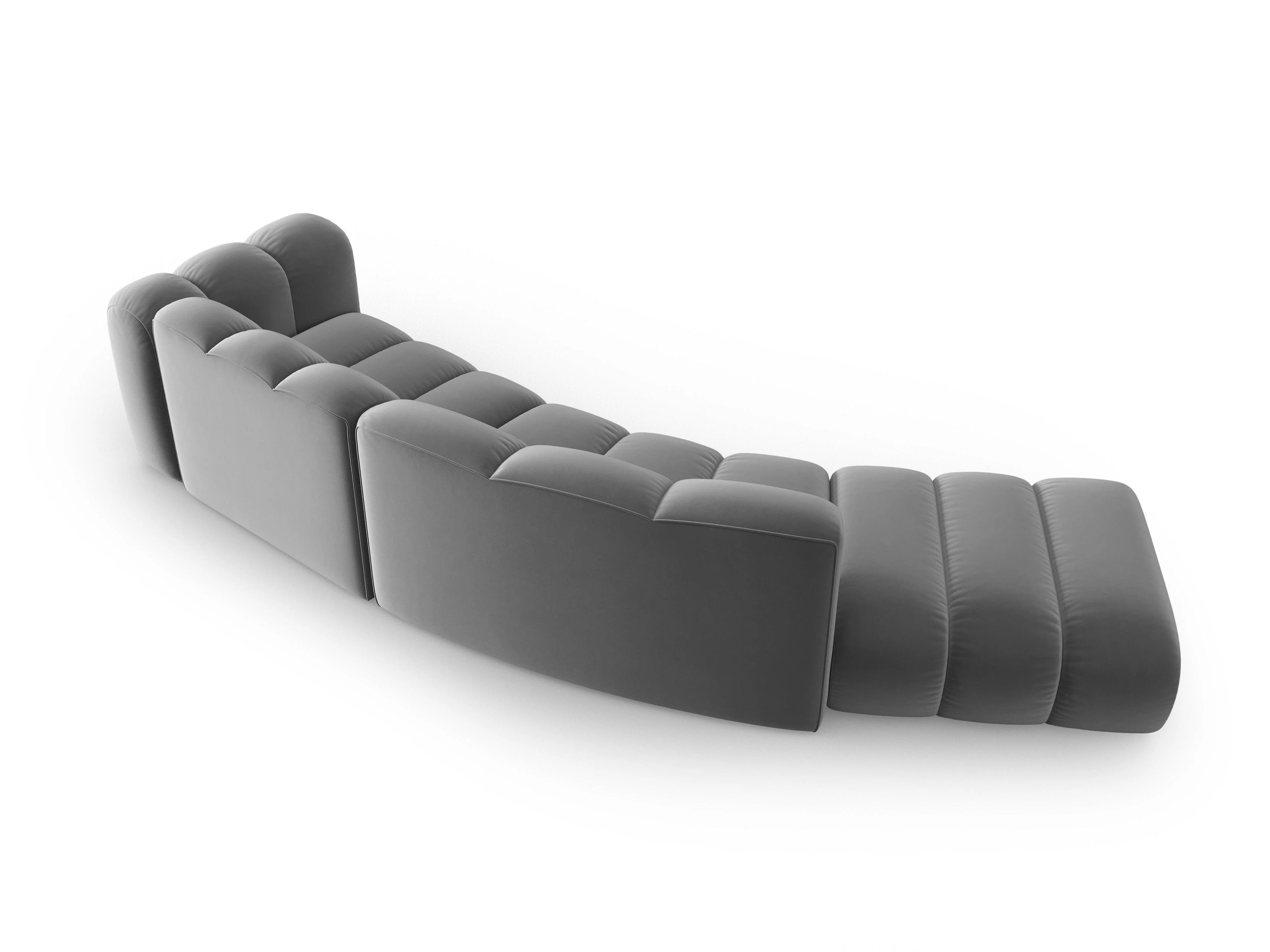 Sofa aksamitna 5-osobowa lewostronna LUPINE szary - Image 3