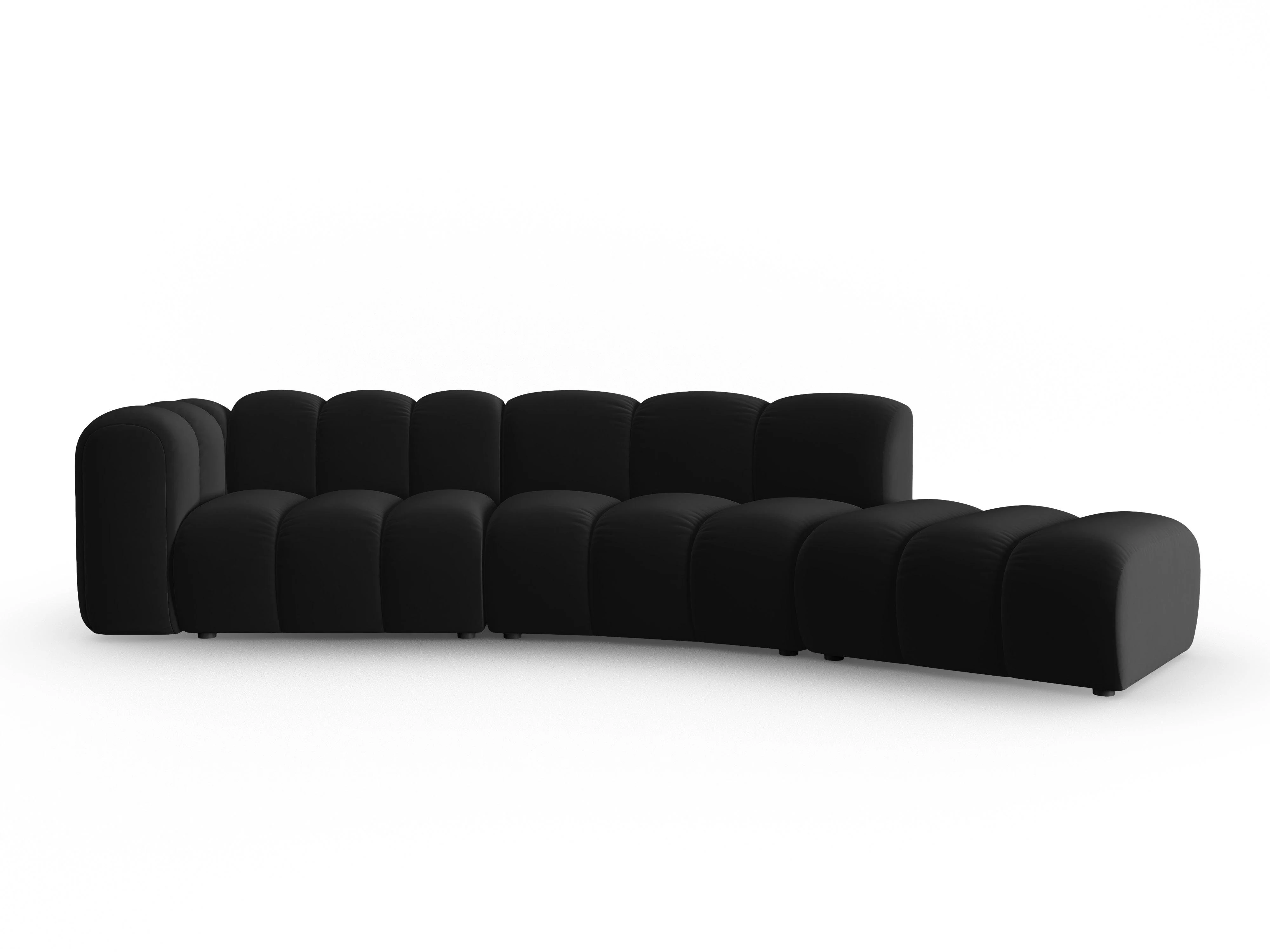 Sofa aksamitna 5-osobowa prawostronna LUPINE czarny - Image 2