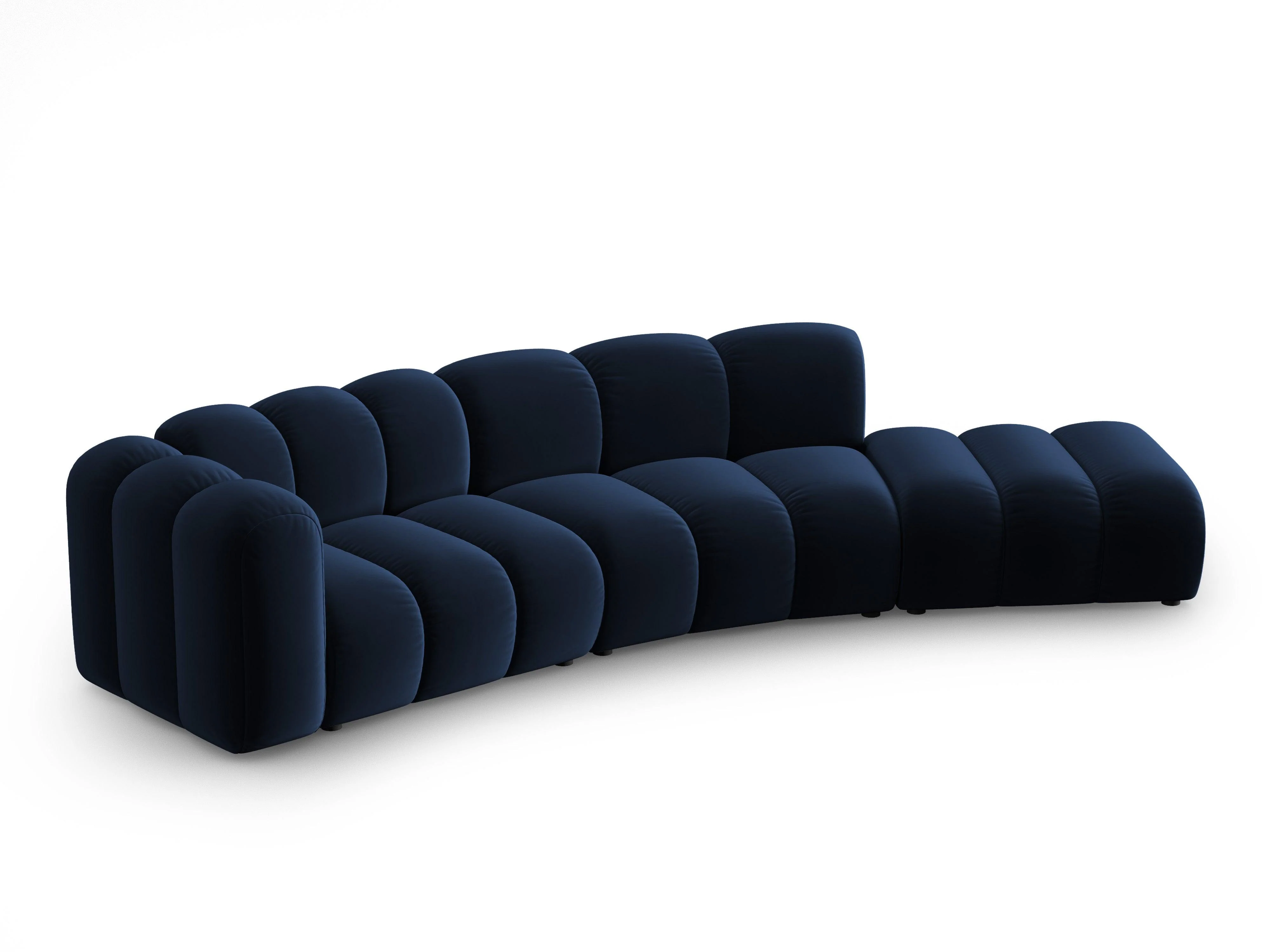 Sofa aksamitna 5-osobowa prawostronna LUPINE granatowy