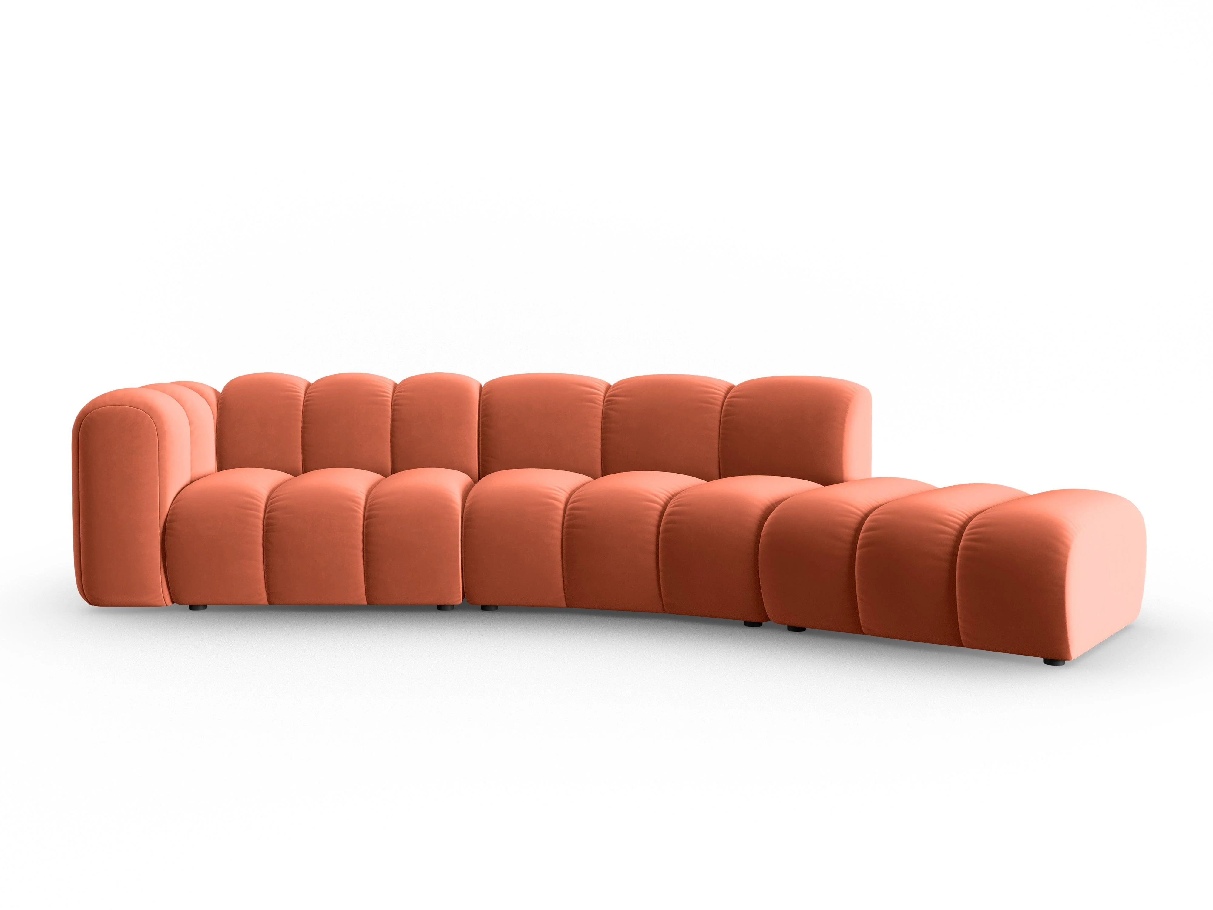 Sofa aksamitna 5-osobowa prawostronna LUPINE koralowy - Image 2