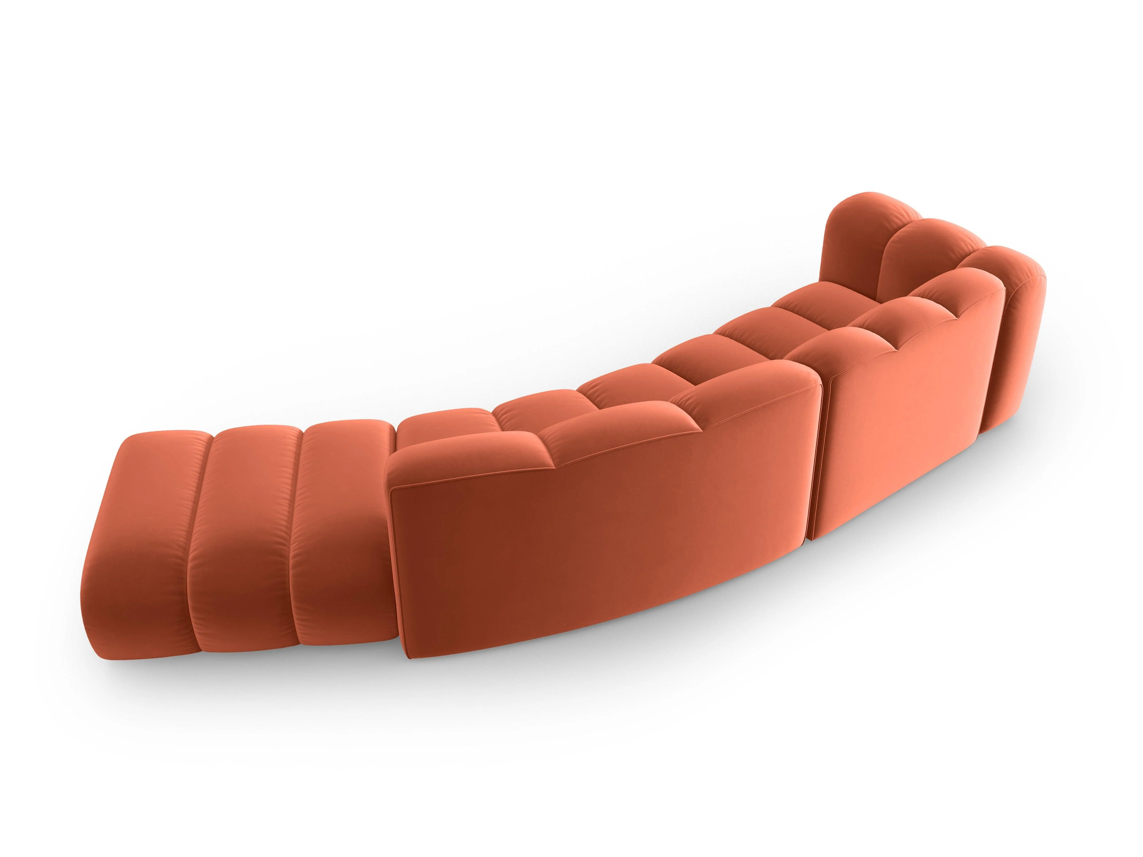 Sofa aksamitna 5-osobowa prawostronna LUPINE koralowy - Image 3