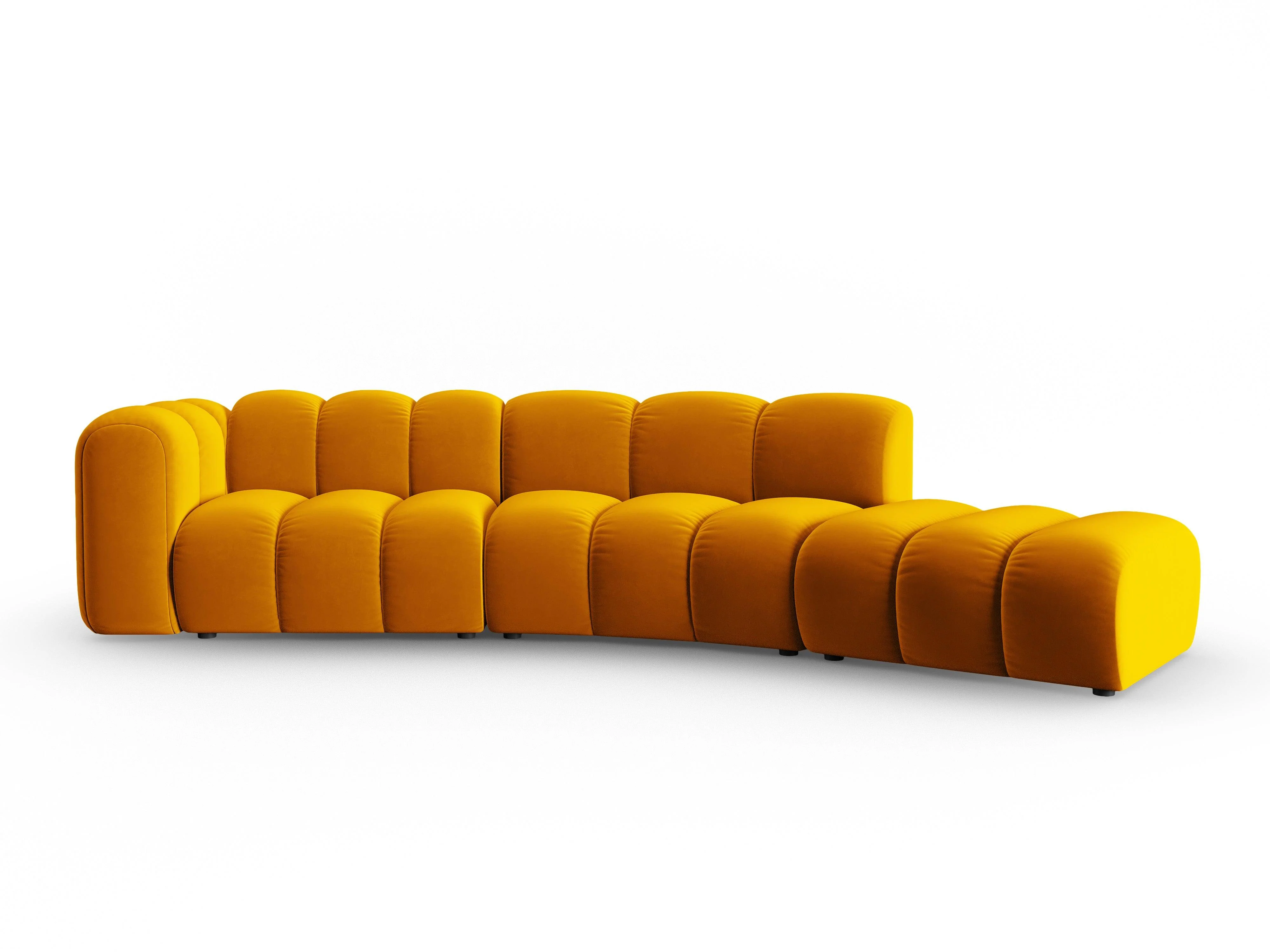 Sofa aksamitna 5-osobowa prawostronna LUPINE musztardowy - Image 2