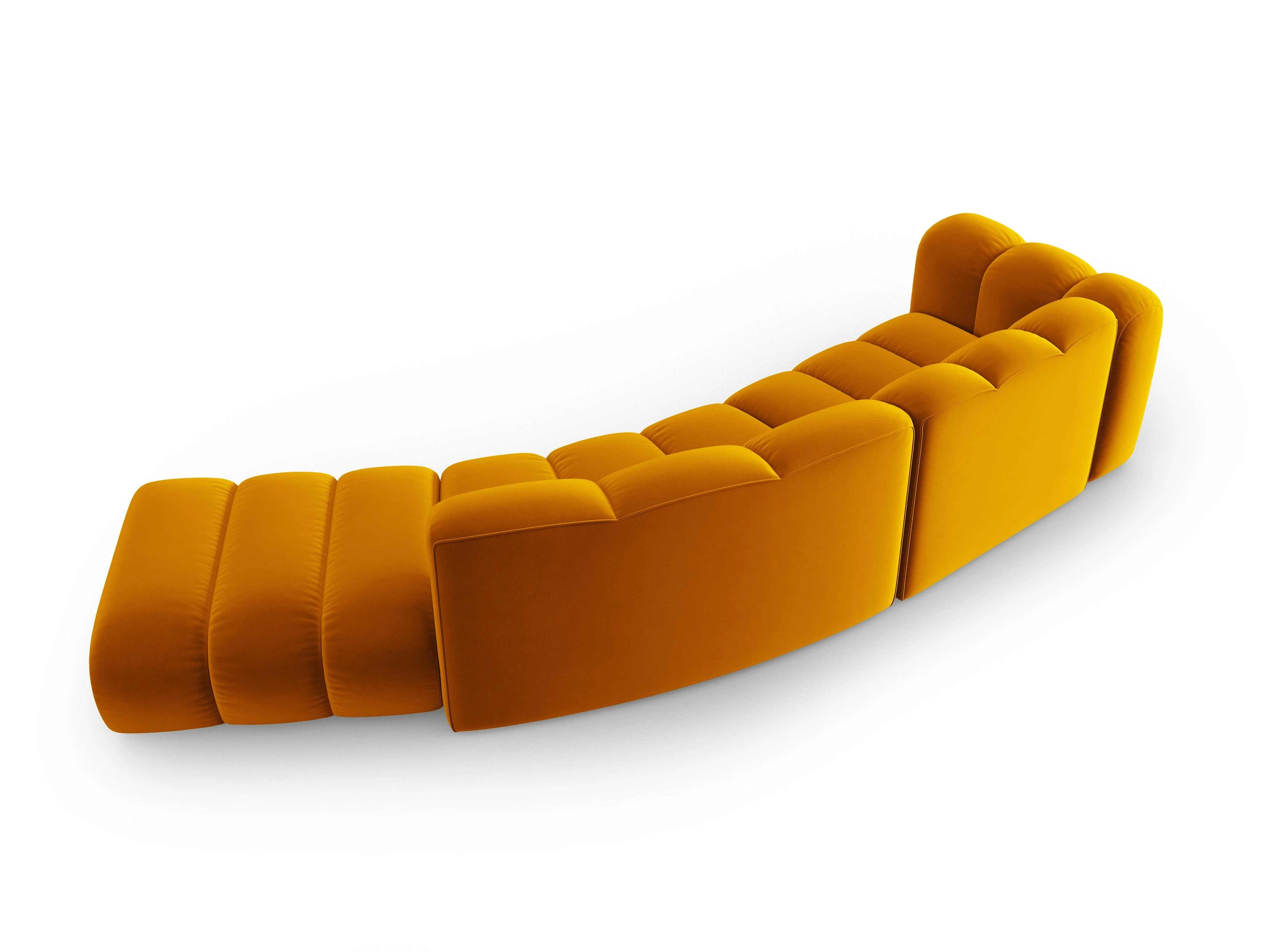 Sofa aksamitna 5-osobowa prawostronna LUPINE musztardowy - Image 3