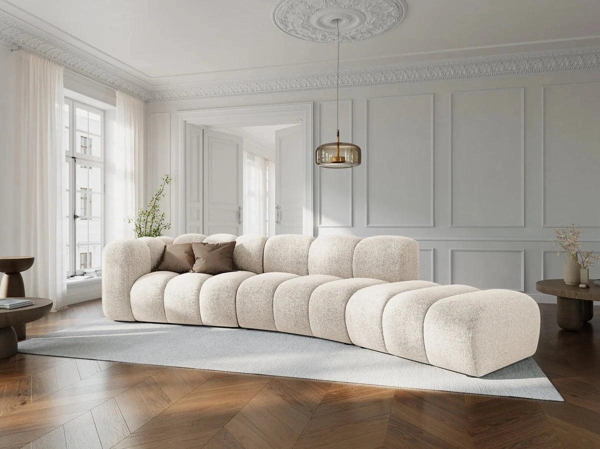 Sofa aksamitna 5-osobowa prawostronna LUPINE musztardowy - Image 5