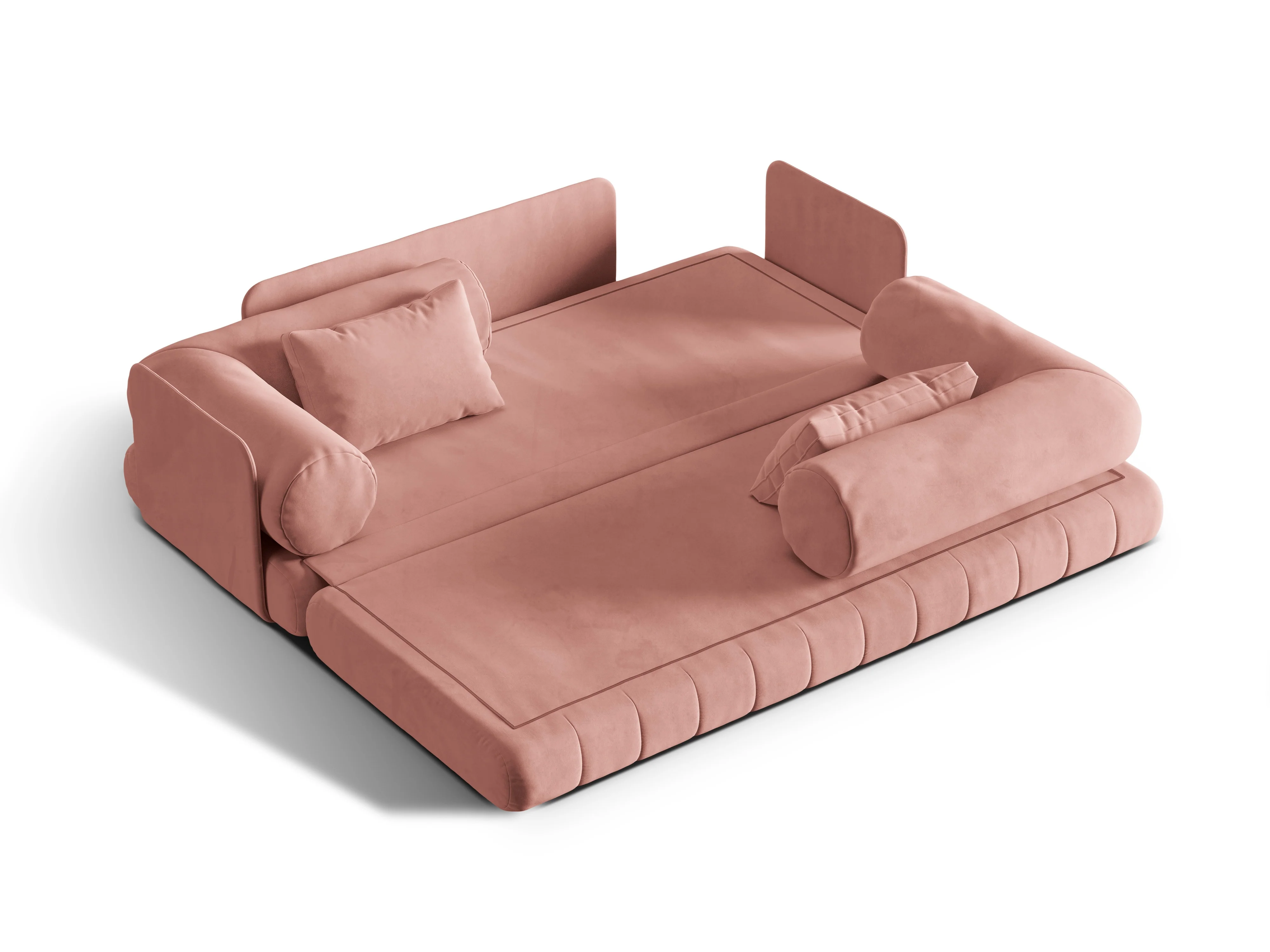Sofa aksamitna 3-osobowa z funkcją spania KEMI różowy - Image 3