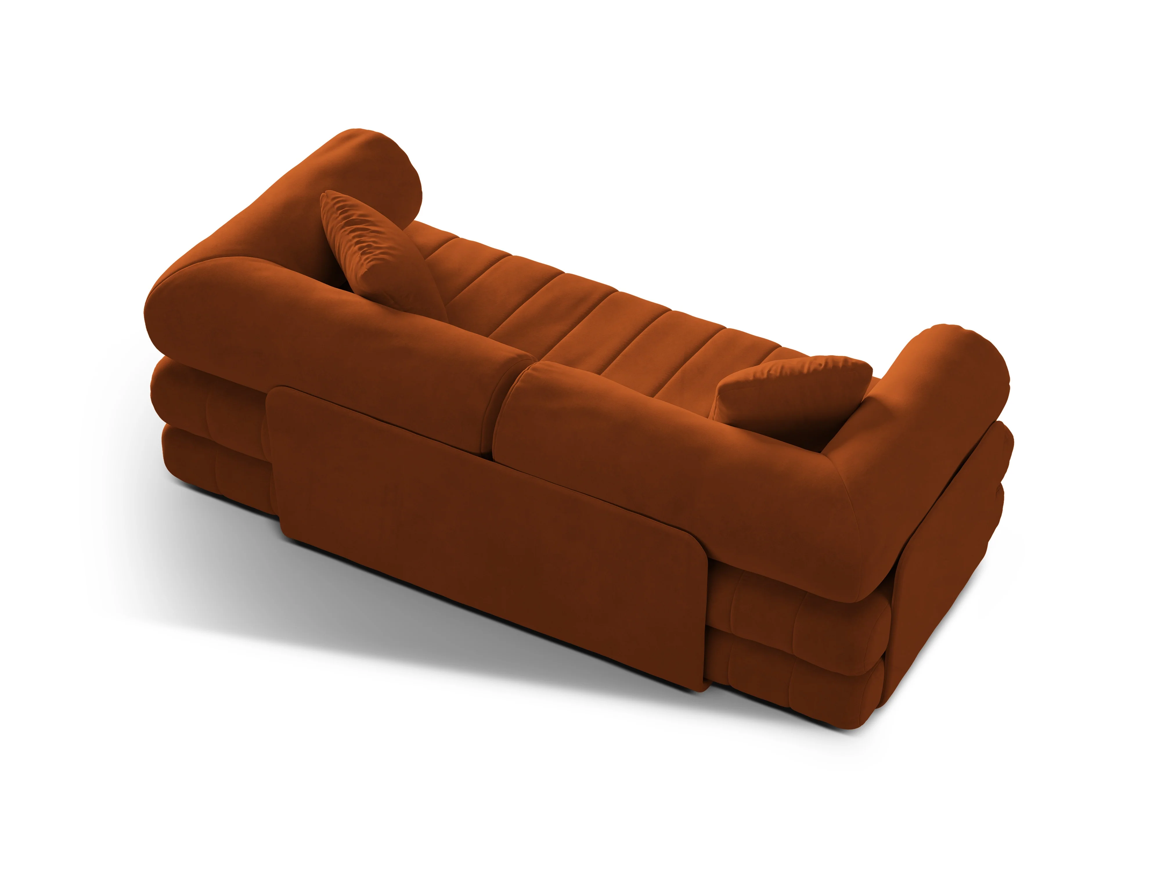 Sofa aksamitna 3-osobowa z funkcją spania KEMI terakota - Image 3
