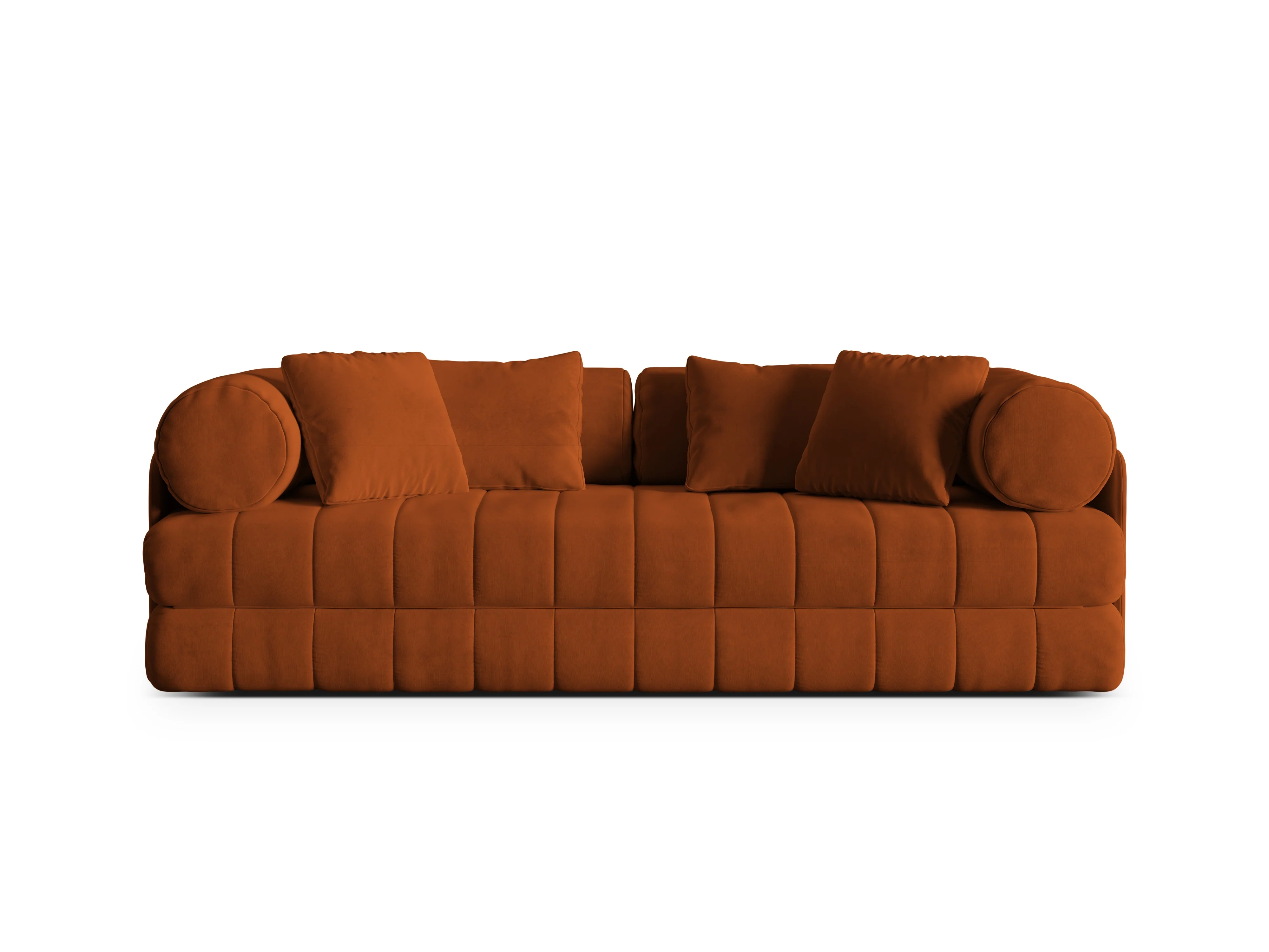 Sofa aksamitna 3-osobowa z funkcją spania KEMI terakota - Image 4