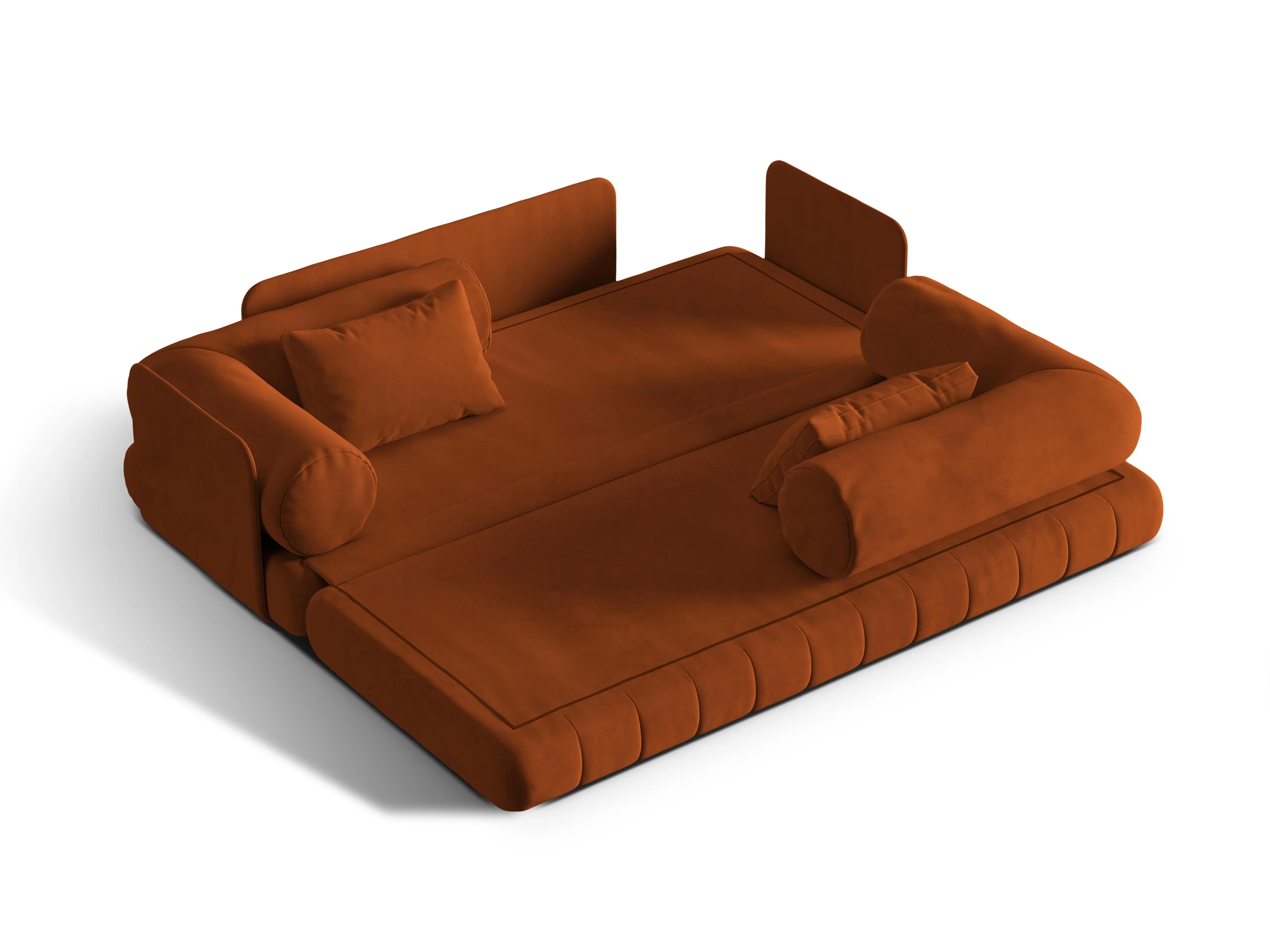 Sofa aksamitna 3-osobowa z funkcją spania KEMI terakota - Image 5