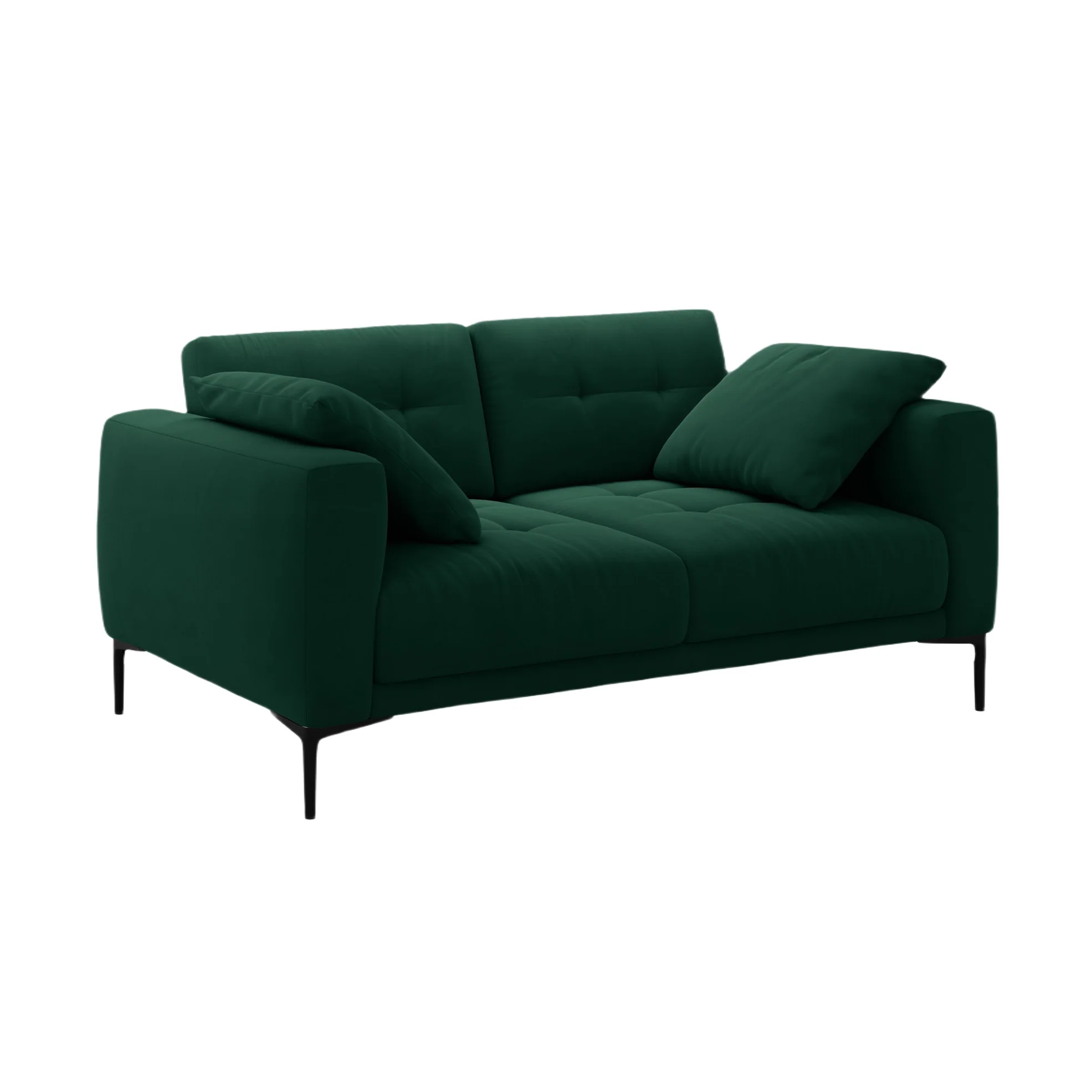 Sofa aksamitna 2-osobowa BEMY butelkowa zieleń