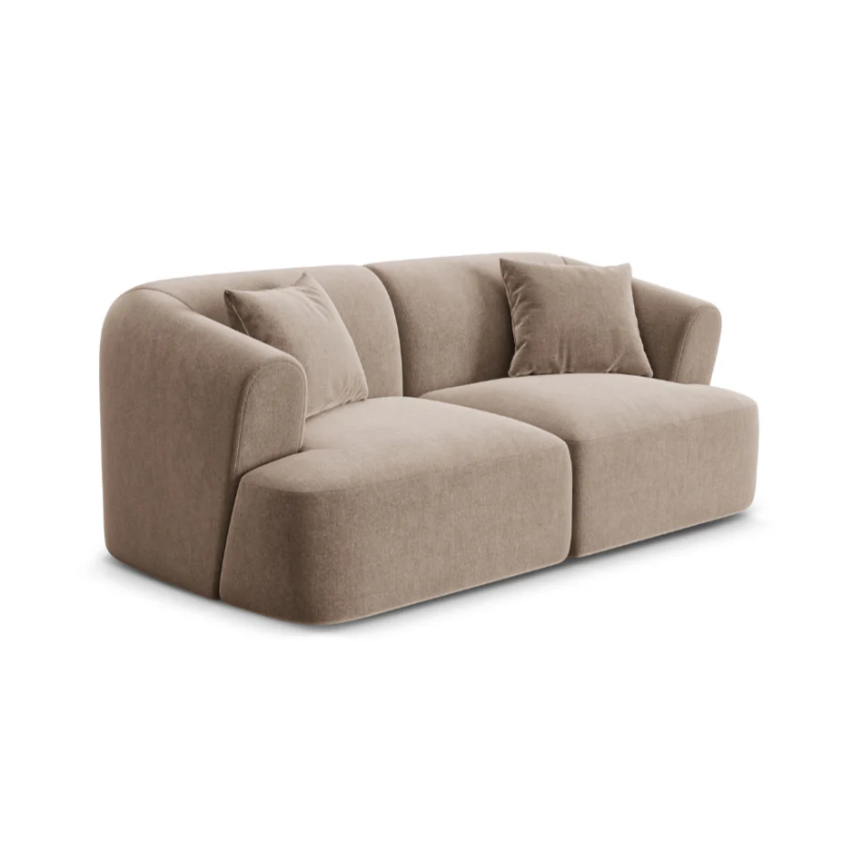 Sofa aksamitna 2-osobowa CAMPI ciemnobeżowy