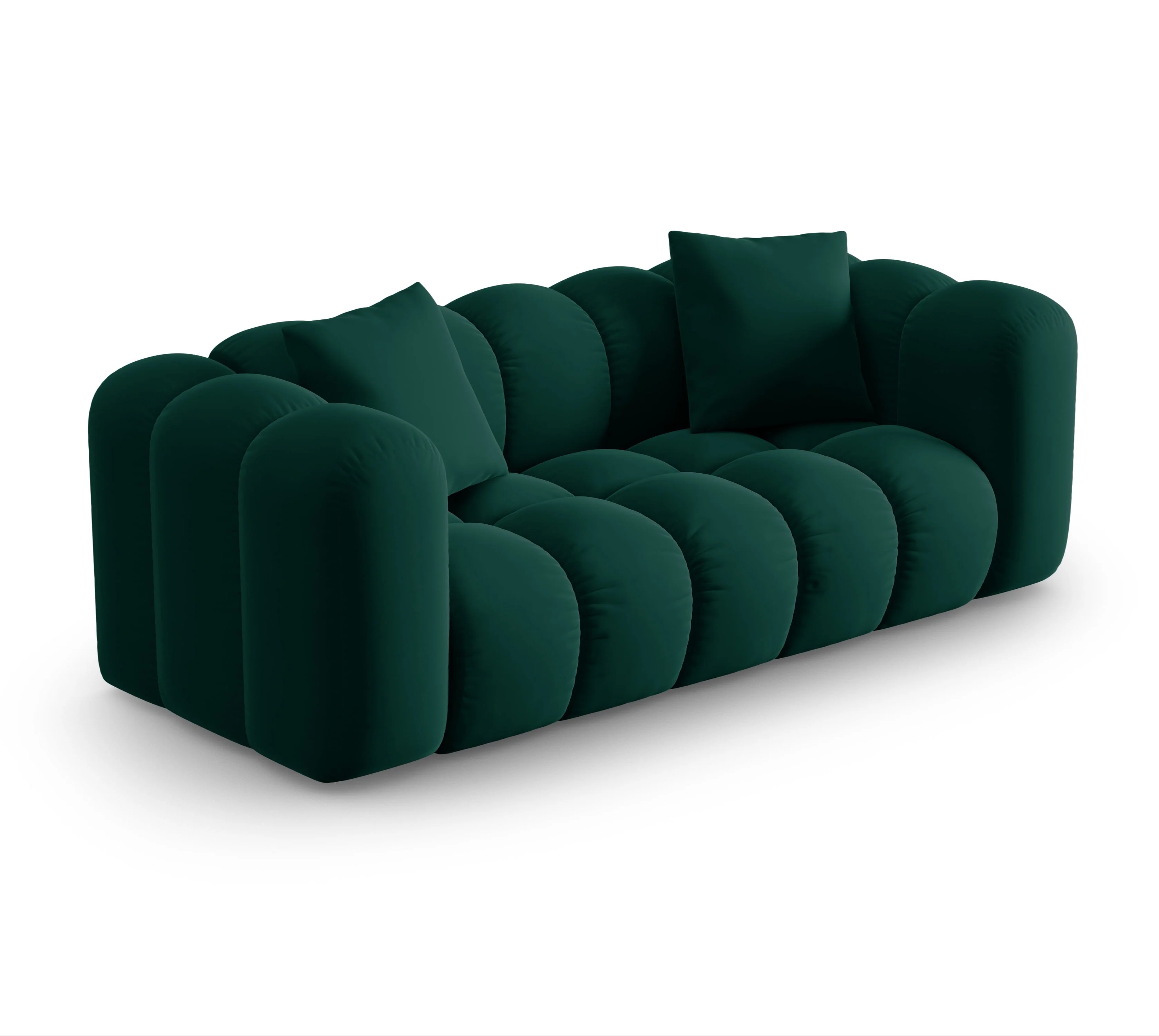 Sofa aksamitna 2-osobowa HALLEY butelkowa zieleń