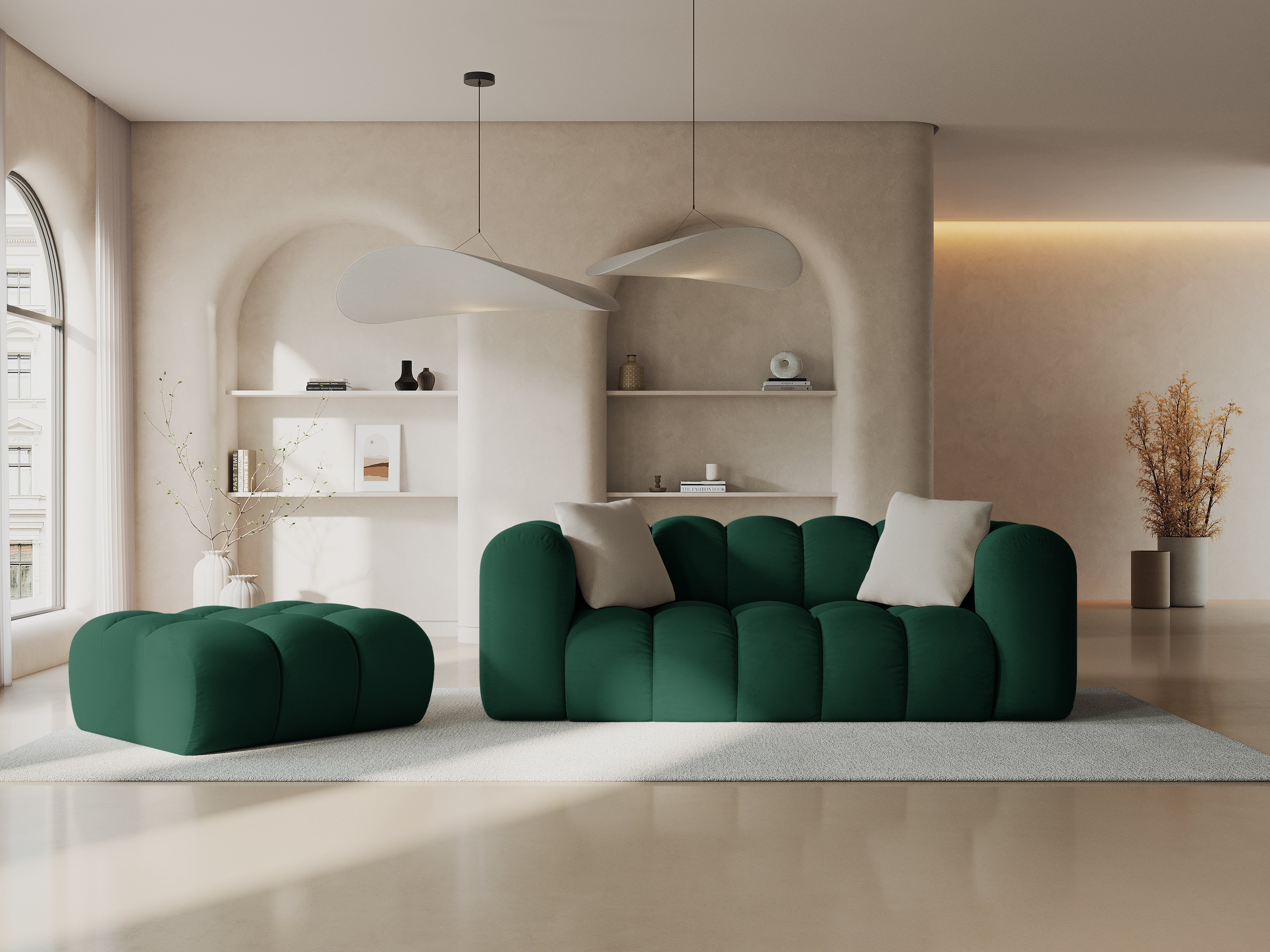 Sofa aksamitna 2-osobowa HALLEY butelkowa zieleń - Image 2