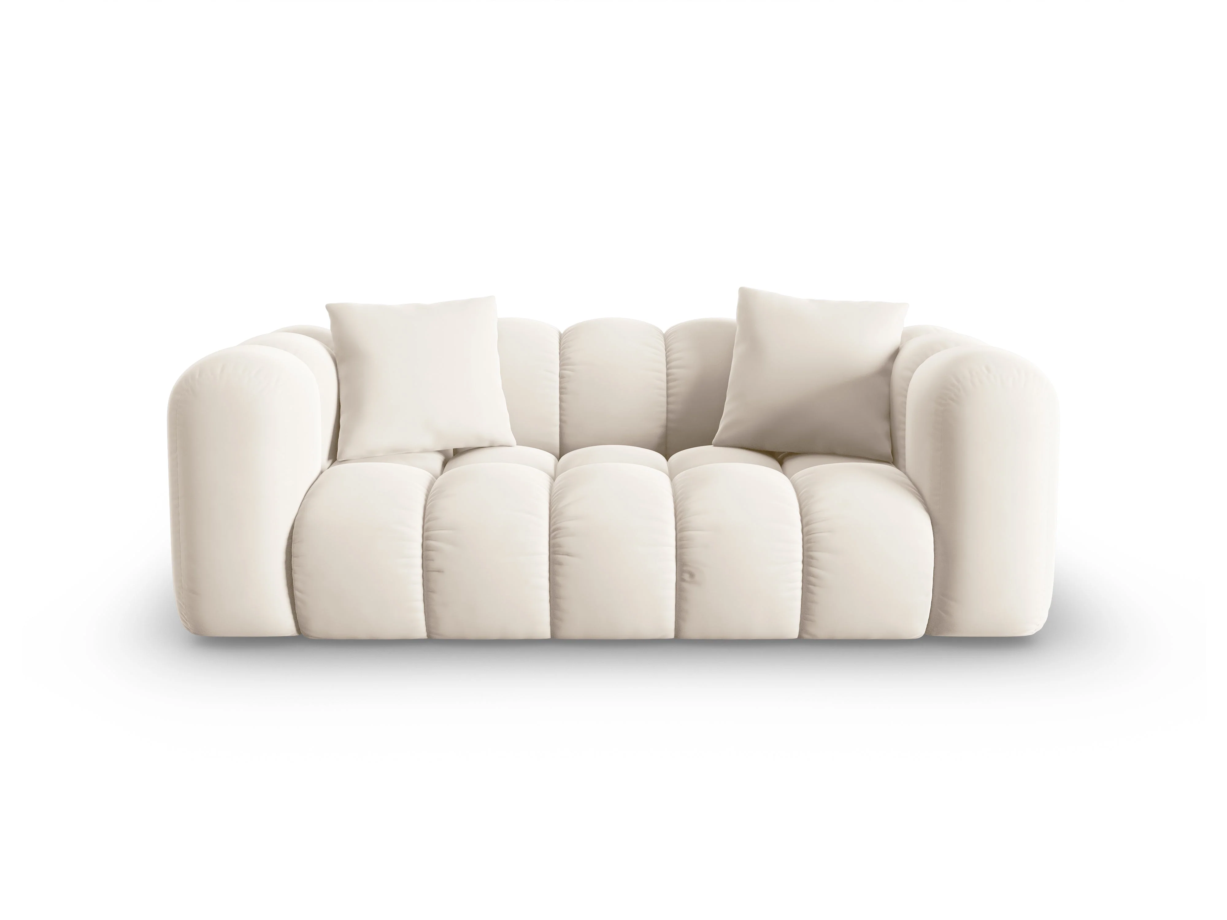 Sofa aksamitna 2-osobowa HALLEY jasnobeżowy - Image 3