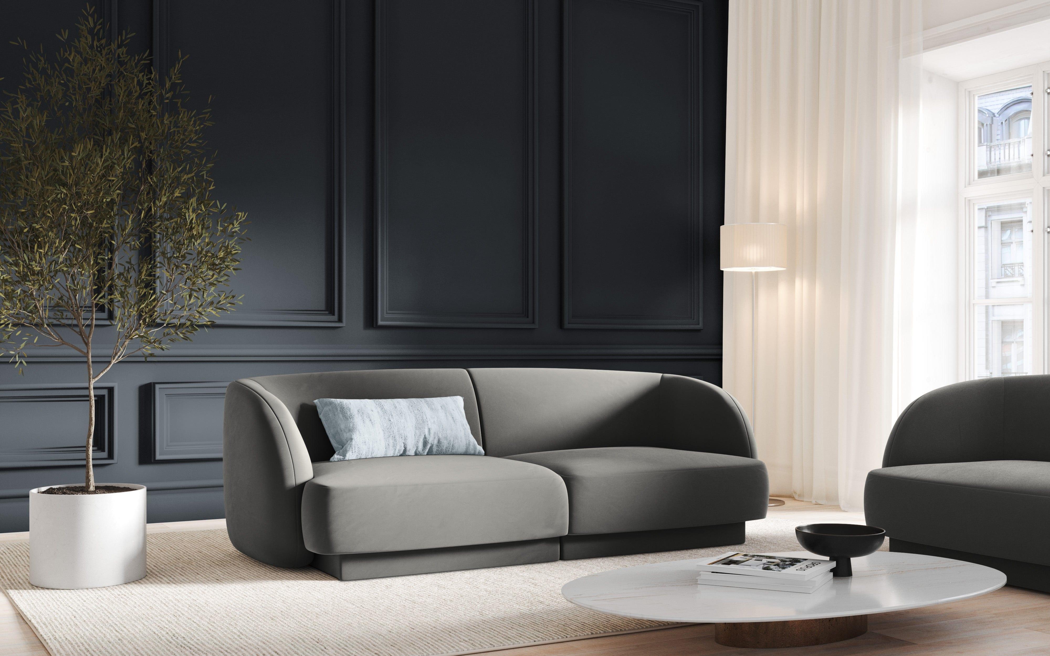 Sofa aksamitna 2-osobowa MILEY jasnoszary - Image 2