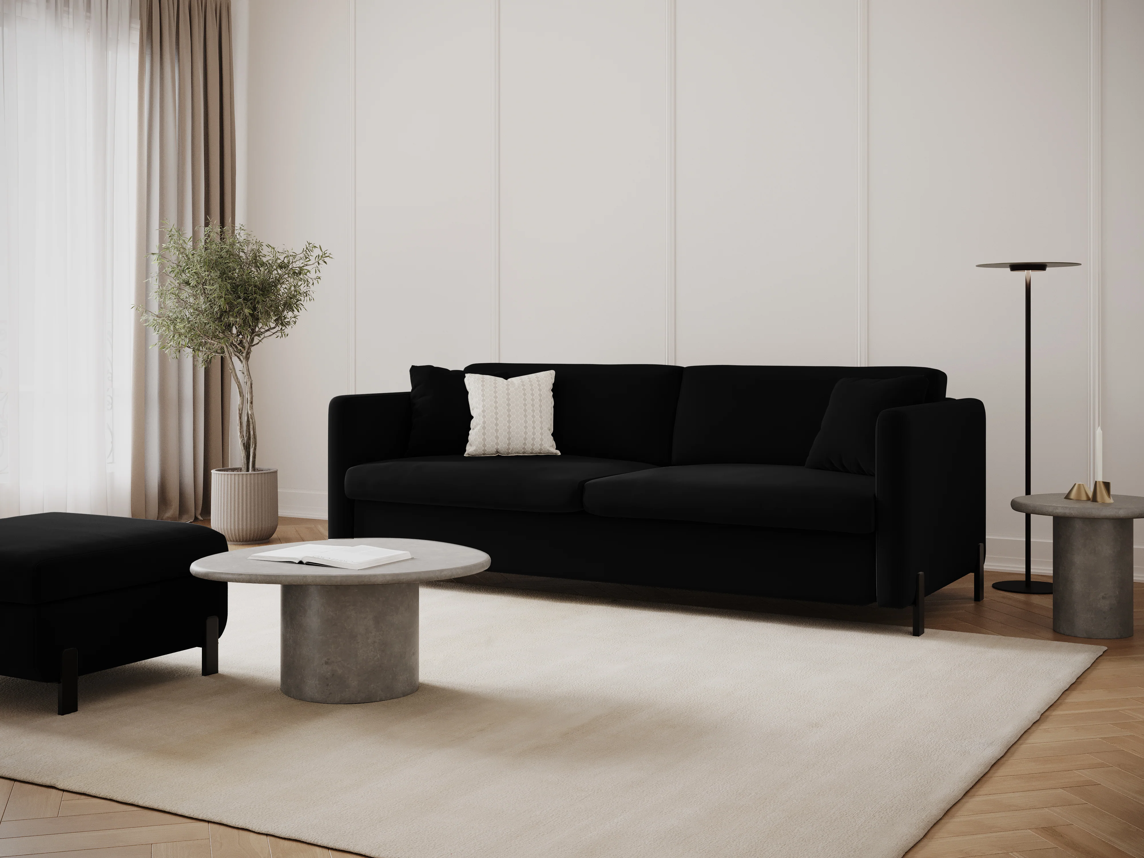 Sofa aksamitna 2-osobowa z funkcją spania GLORIA czarny - Image 5