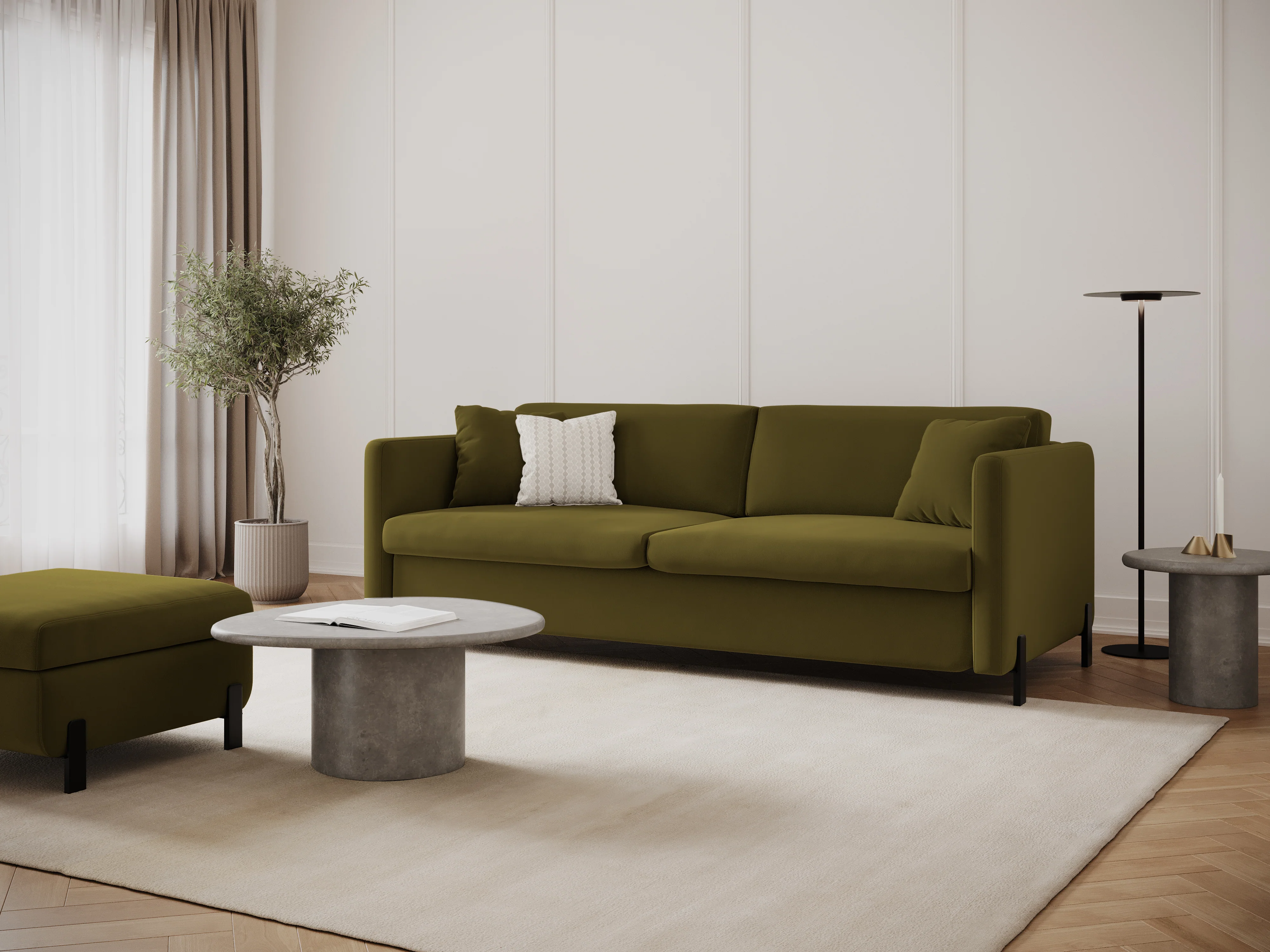 Sofa aksamitna 2-osobowa z funkcją spania GLORIA zielony - Image 5