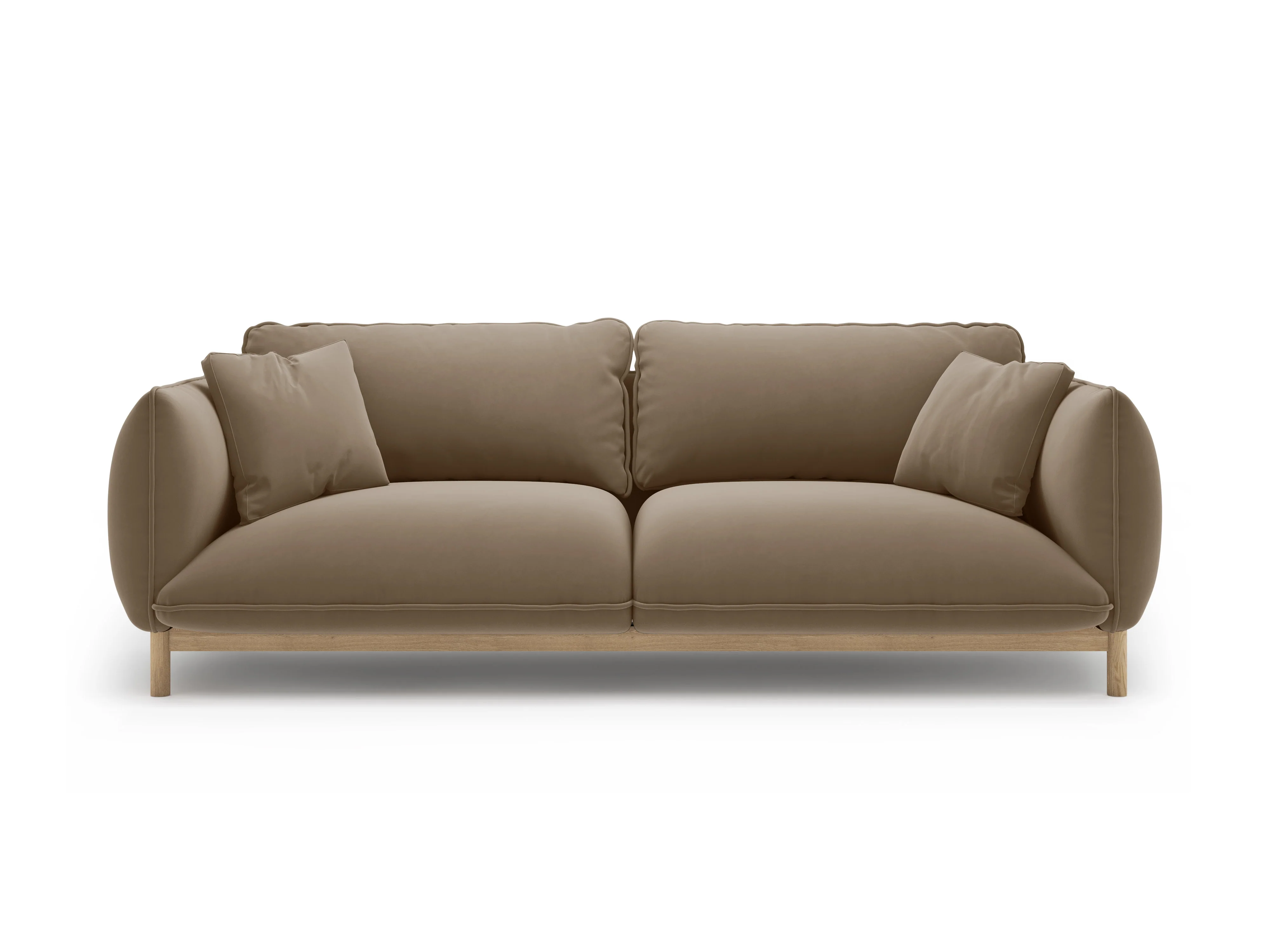Sofa aksamitna 3-osobowa ADA jasnobrązowy - Image 3