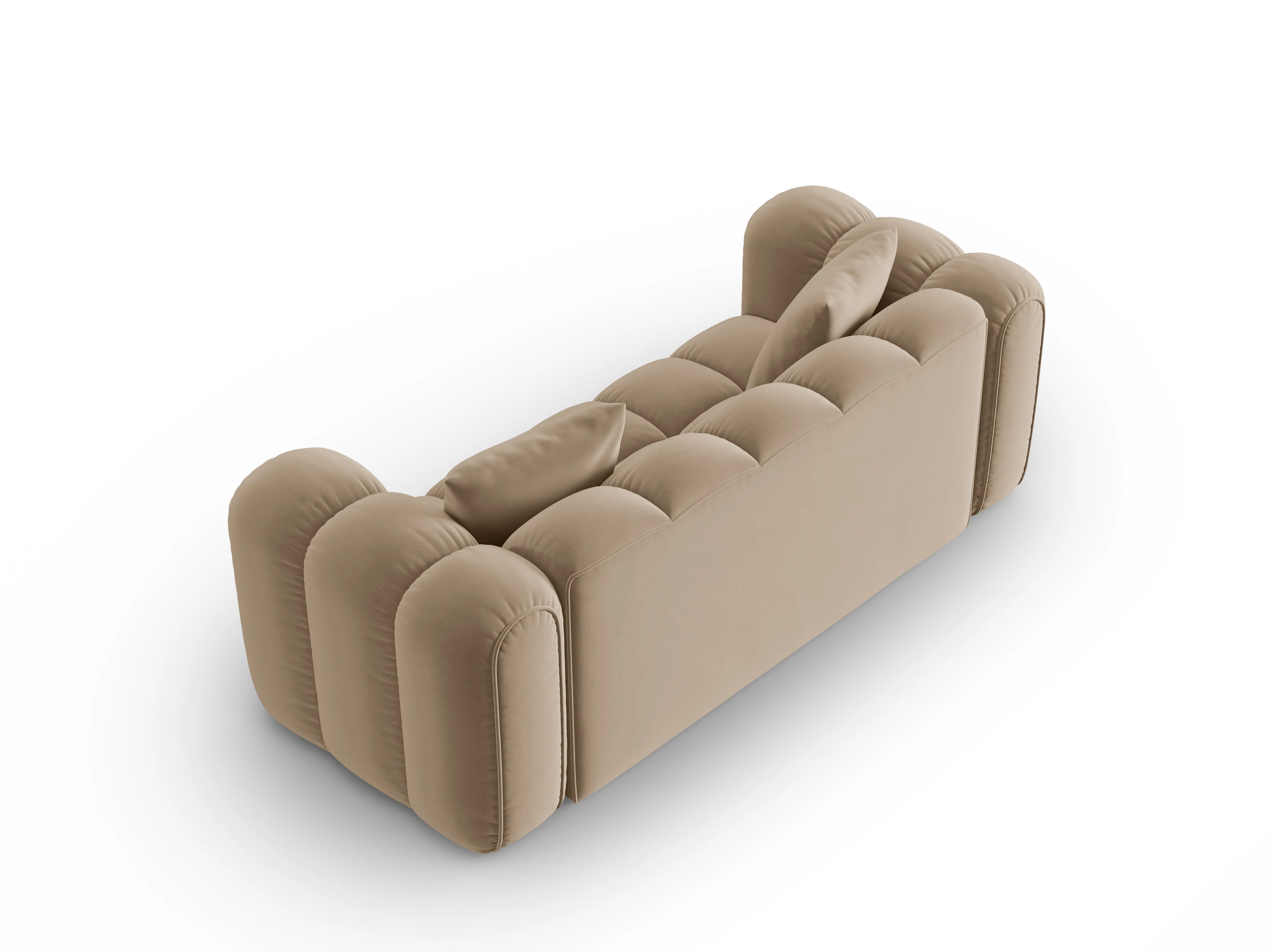 Sofa aksamitna 3-osobowa ASTRO piaskowy - Image 3