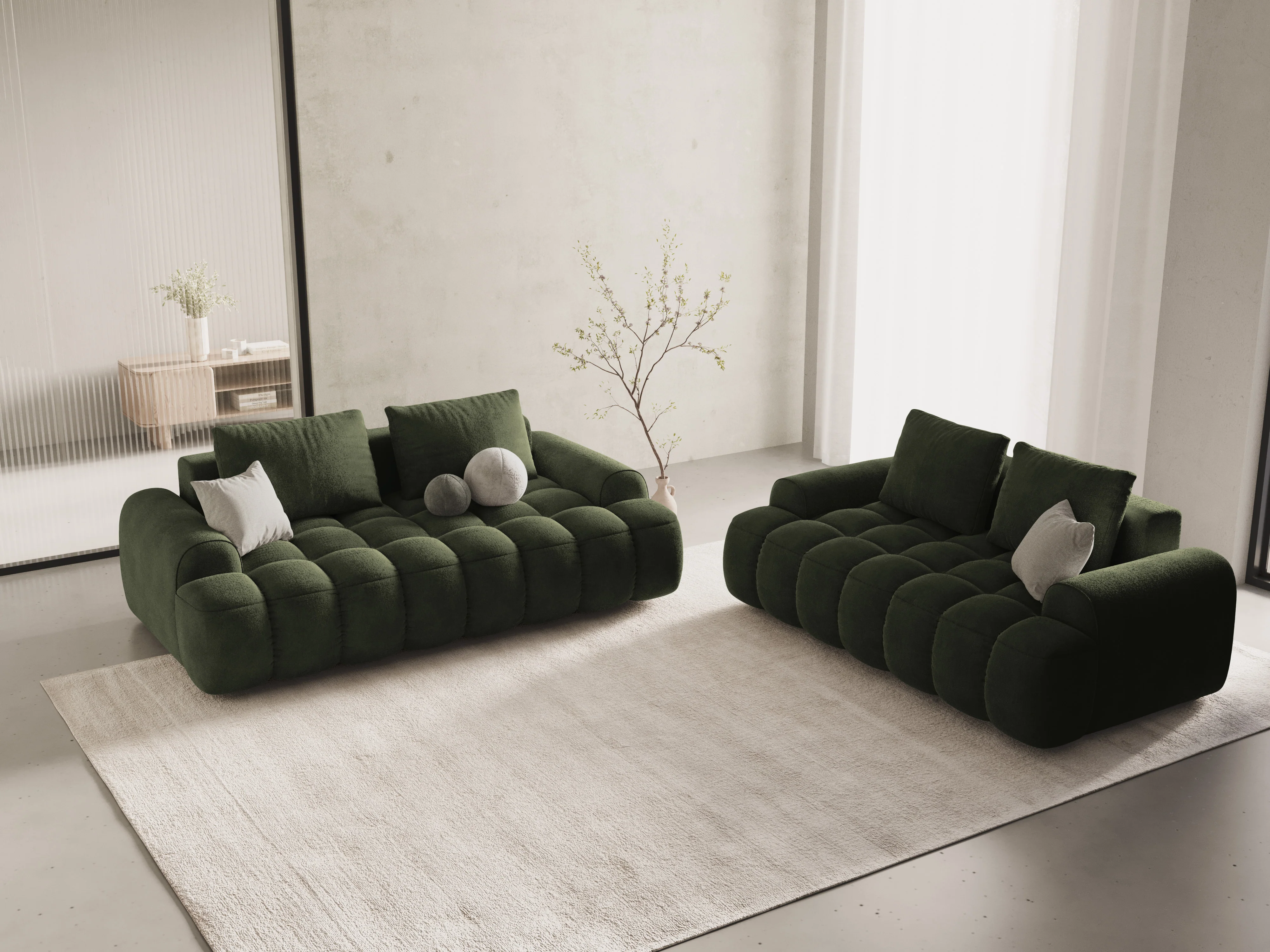 Sofa aksamitna 3-osobowa LINZ zielony - Image 2
