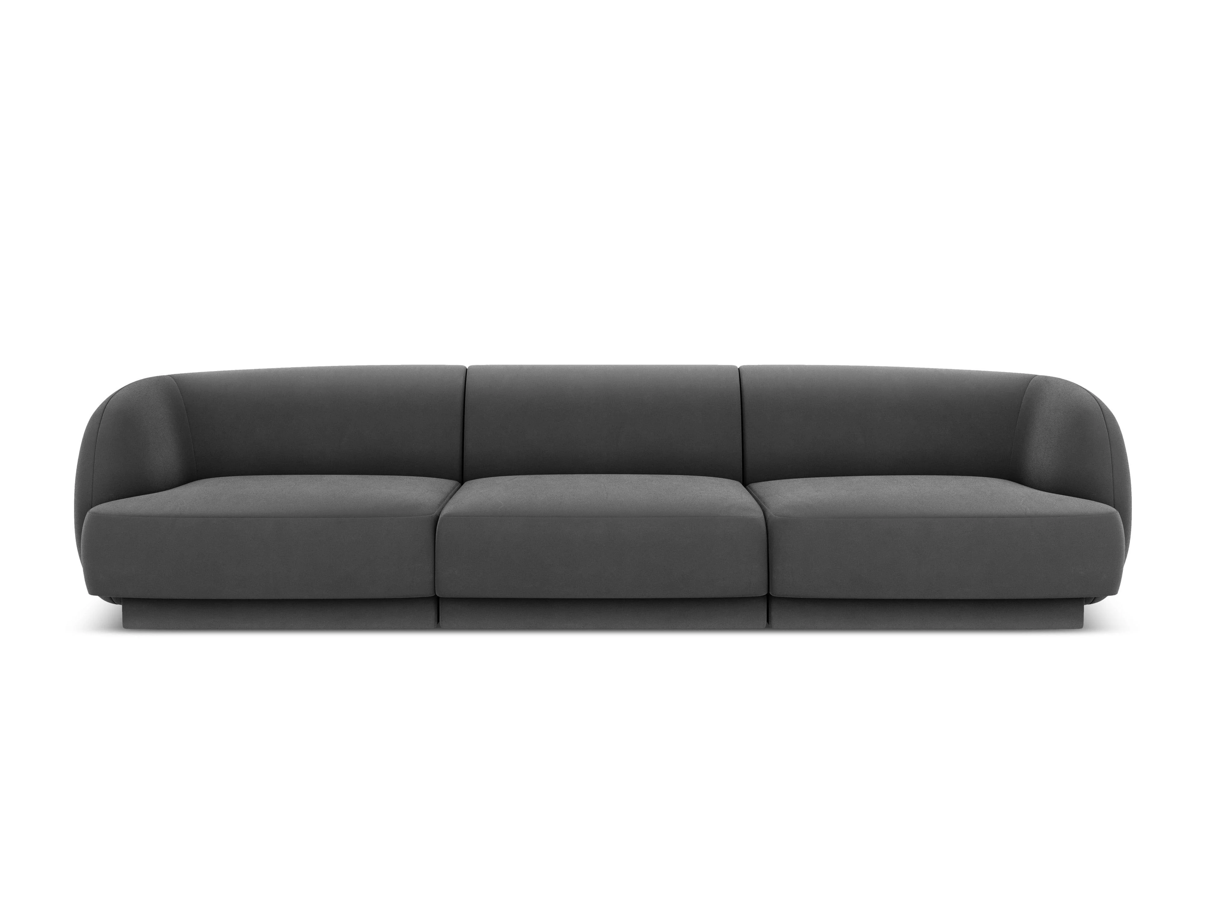Sofa aksamitna 3-osobowa MILEY ciemnoszary - Image 4