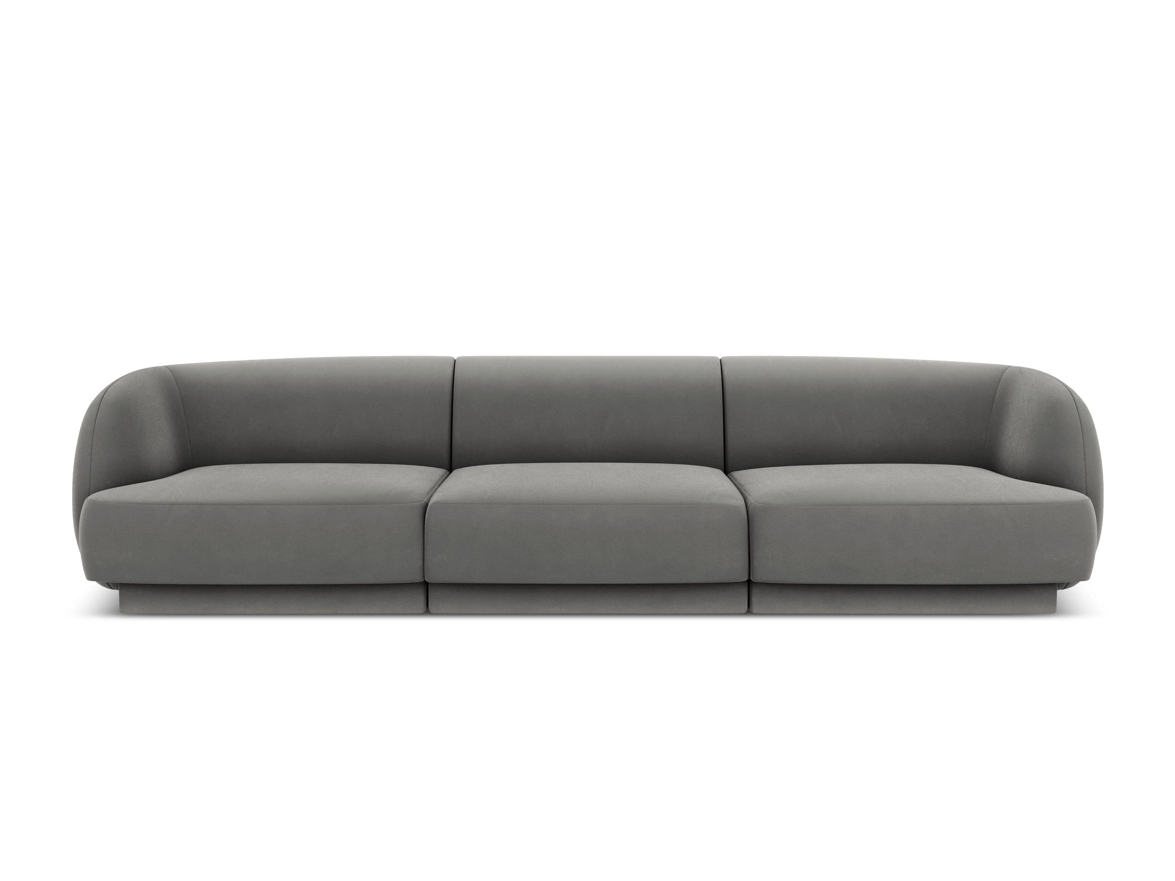 Sofa aksamitna 3-osobowa MILEY jasnoszary - Image 3