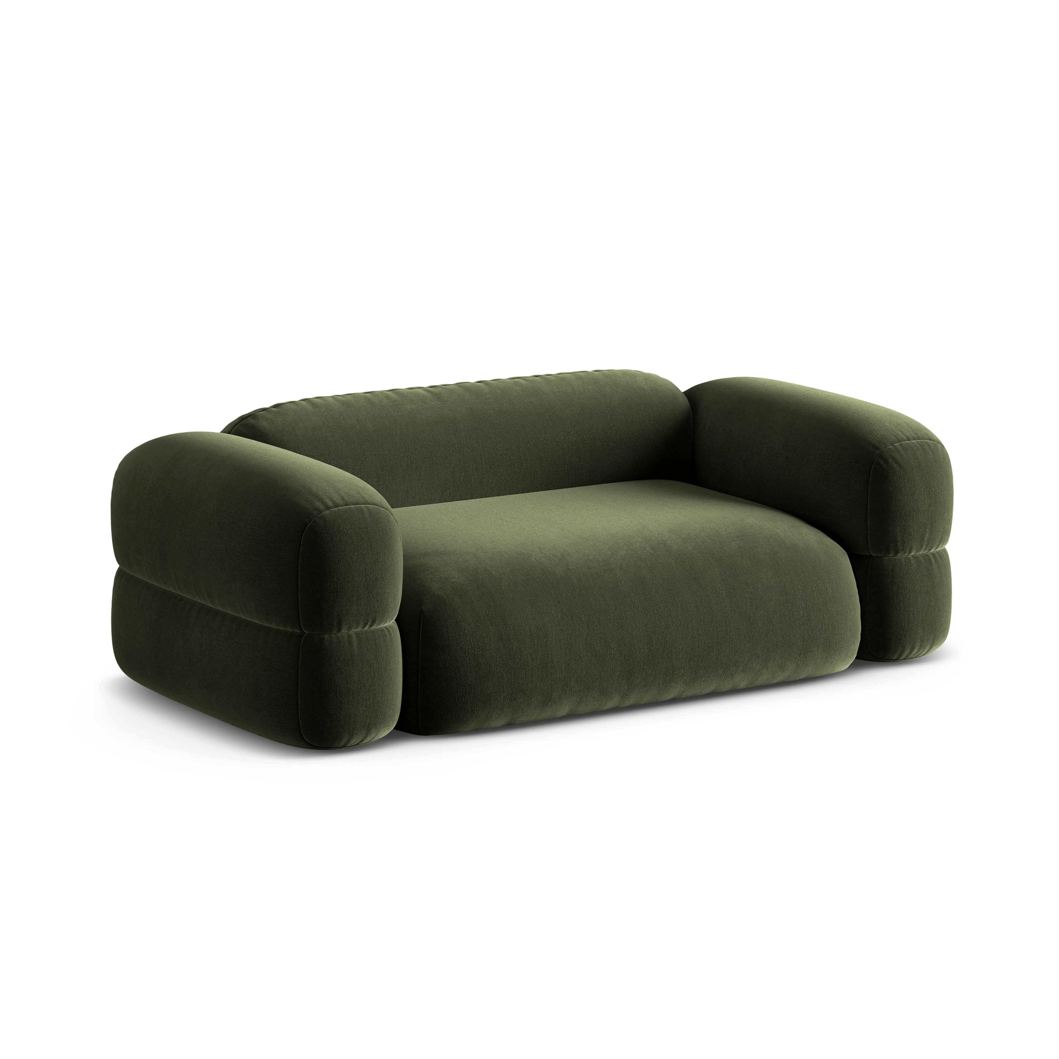 Sofa aksamitna 3-osobowa ROGER oliwkowy