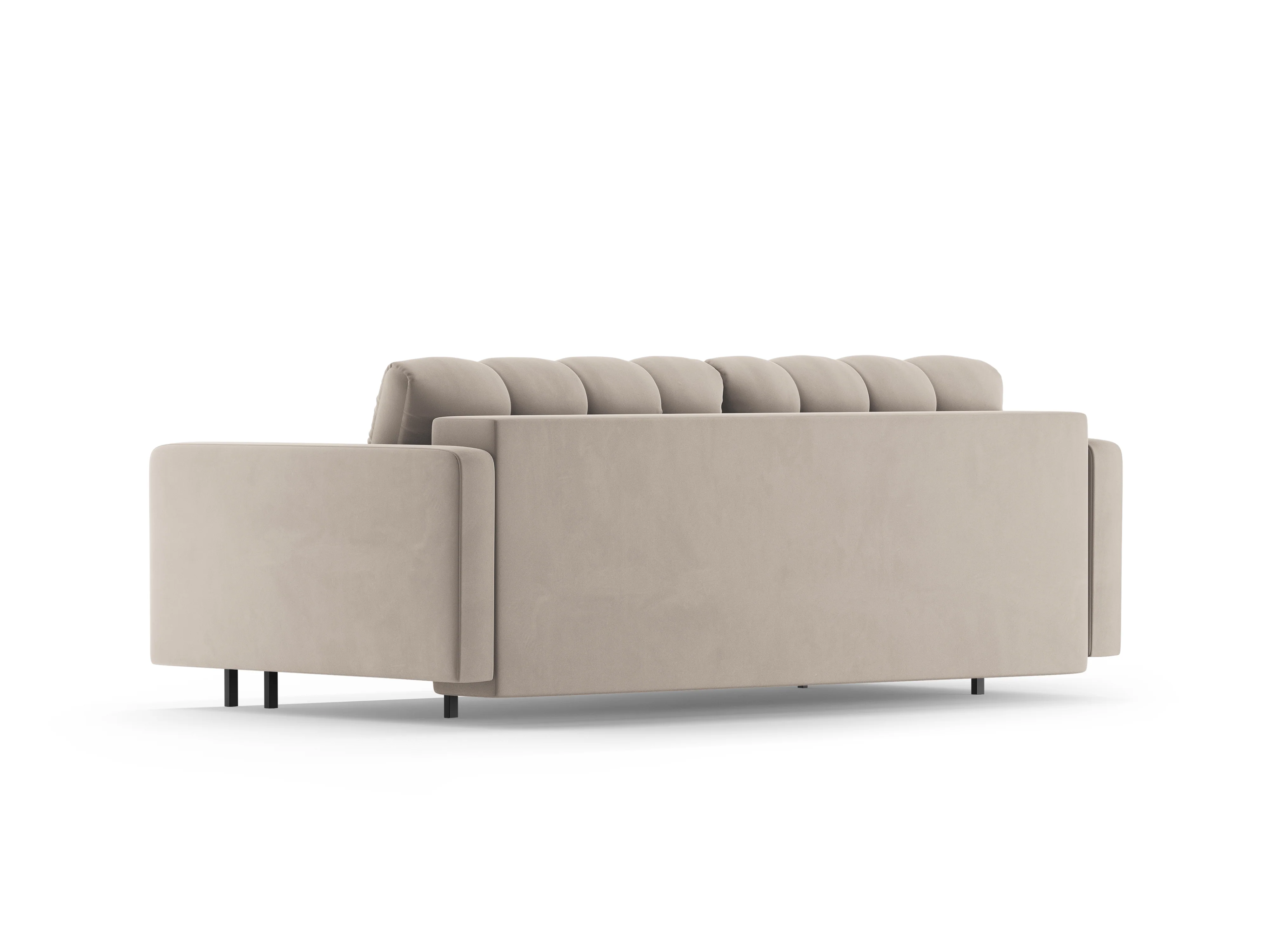 Sofa aksamitna 3-osobowa z funkcją spania BALI beżowy z czarną podstawą - Image 4